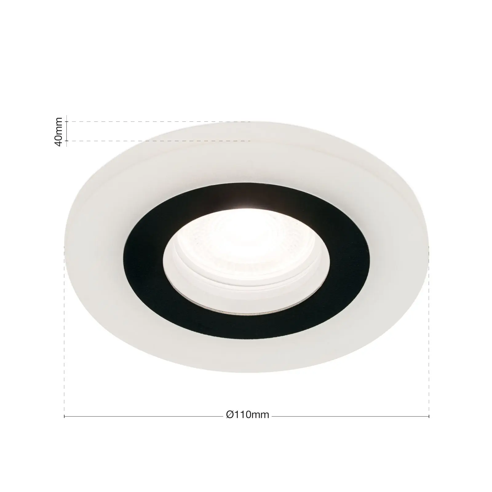 Ugradna spot lampa GLOW sa prstenom od akrilnog stakla, Ø 11cm, crna - 7