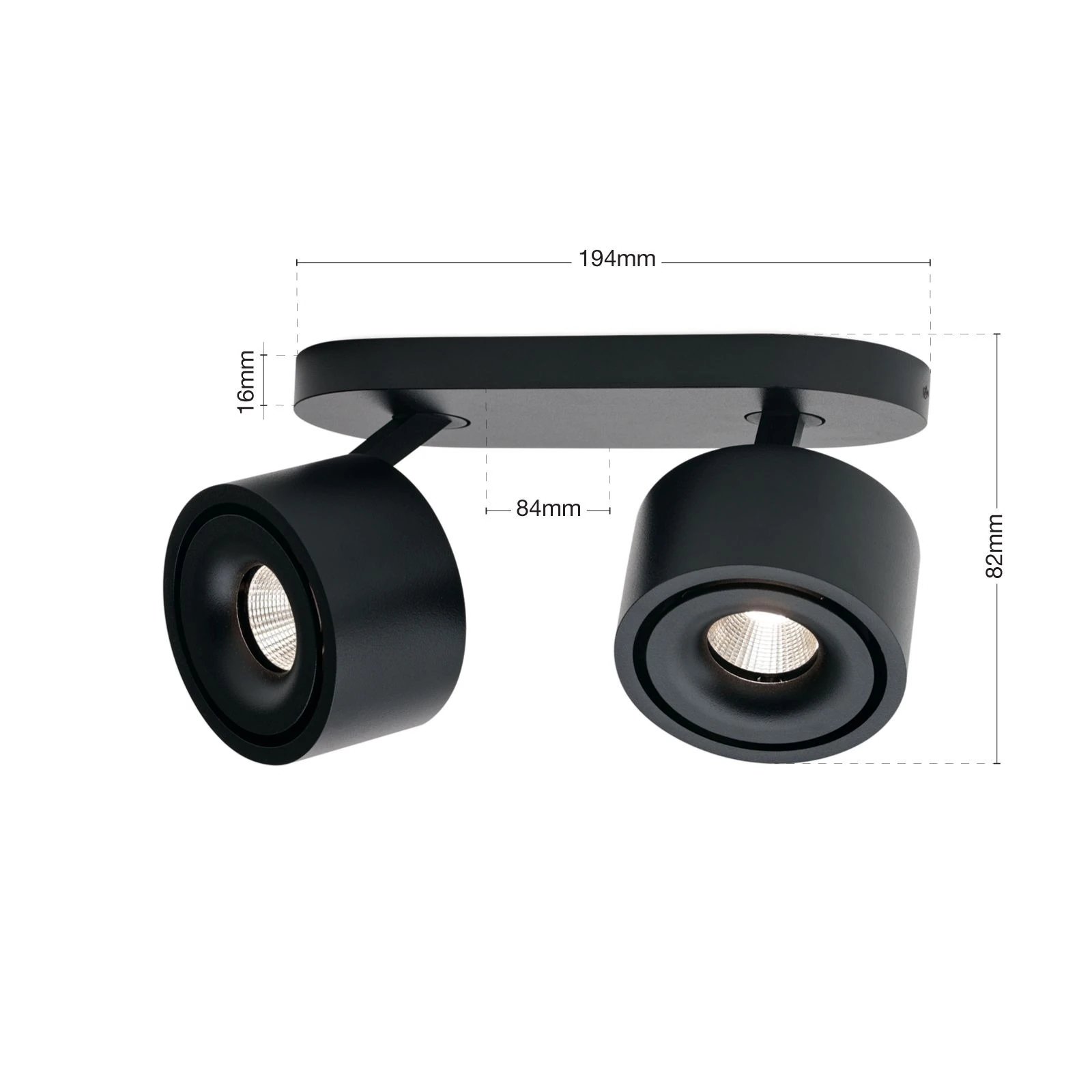 Spot lampa SPECTER, 2 izvora svetla, Crna - 7