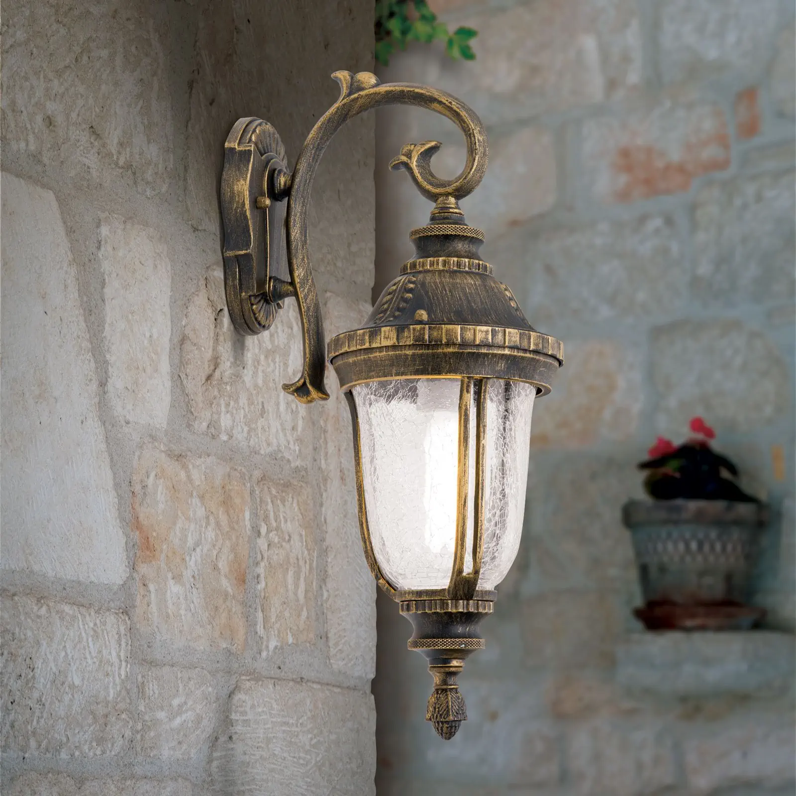 Spoljašnja zidna lampa AUGUST, antik završna obrada, usmerena nadole - 2