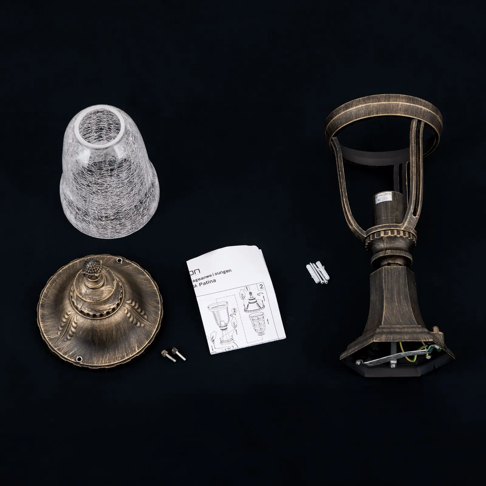 Spoljašnja podna lampa AUGUST, patina, H51 cm - 8