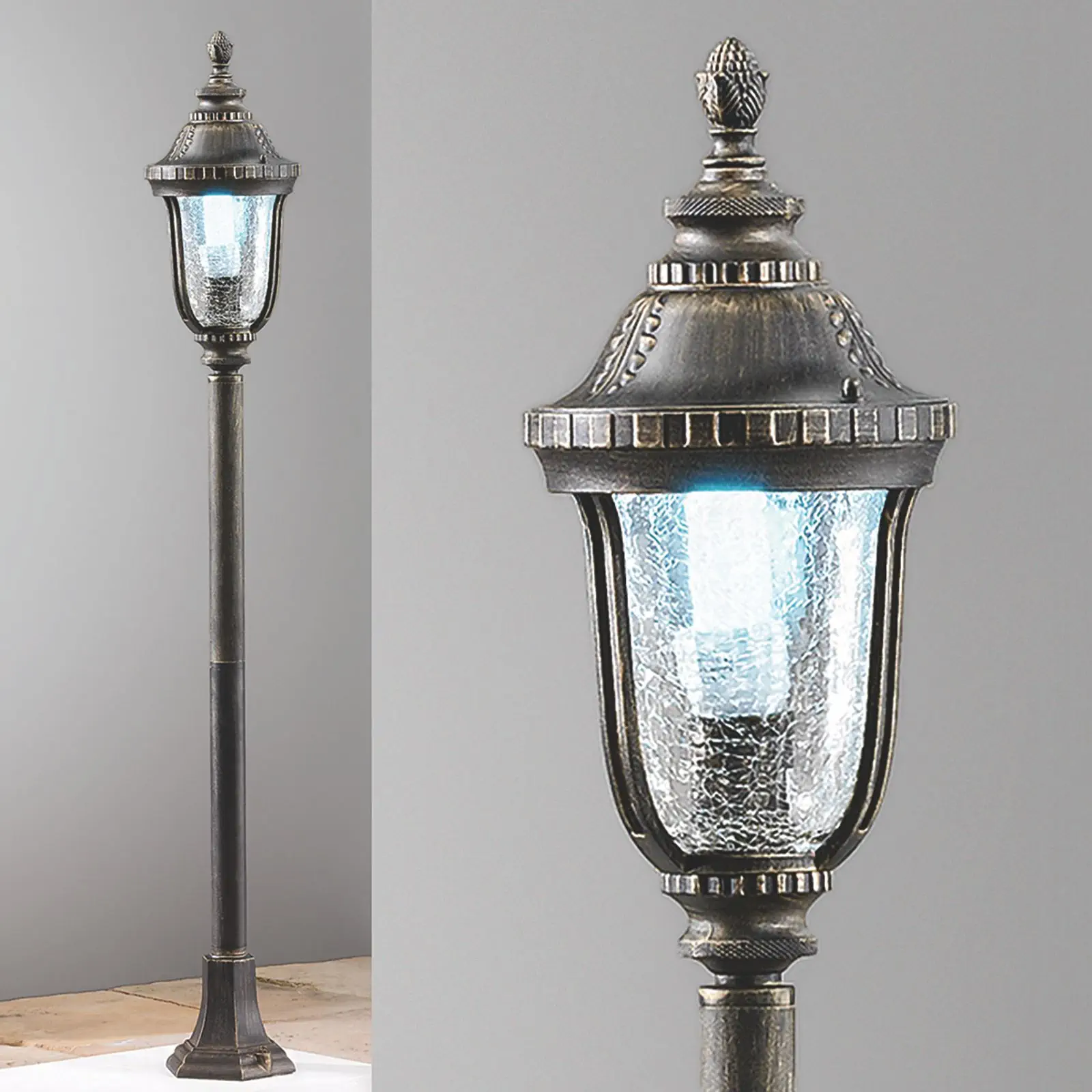 Spoljašnja stazna lampa AUGUST, patina, H112 cm - 9