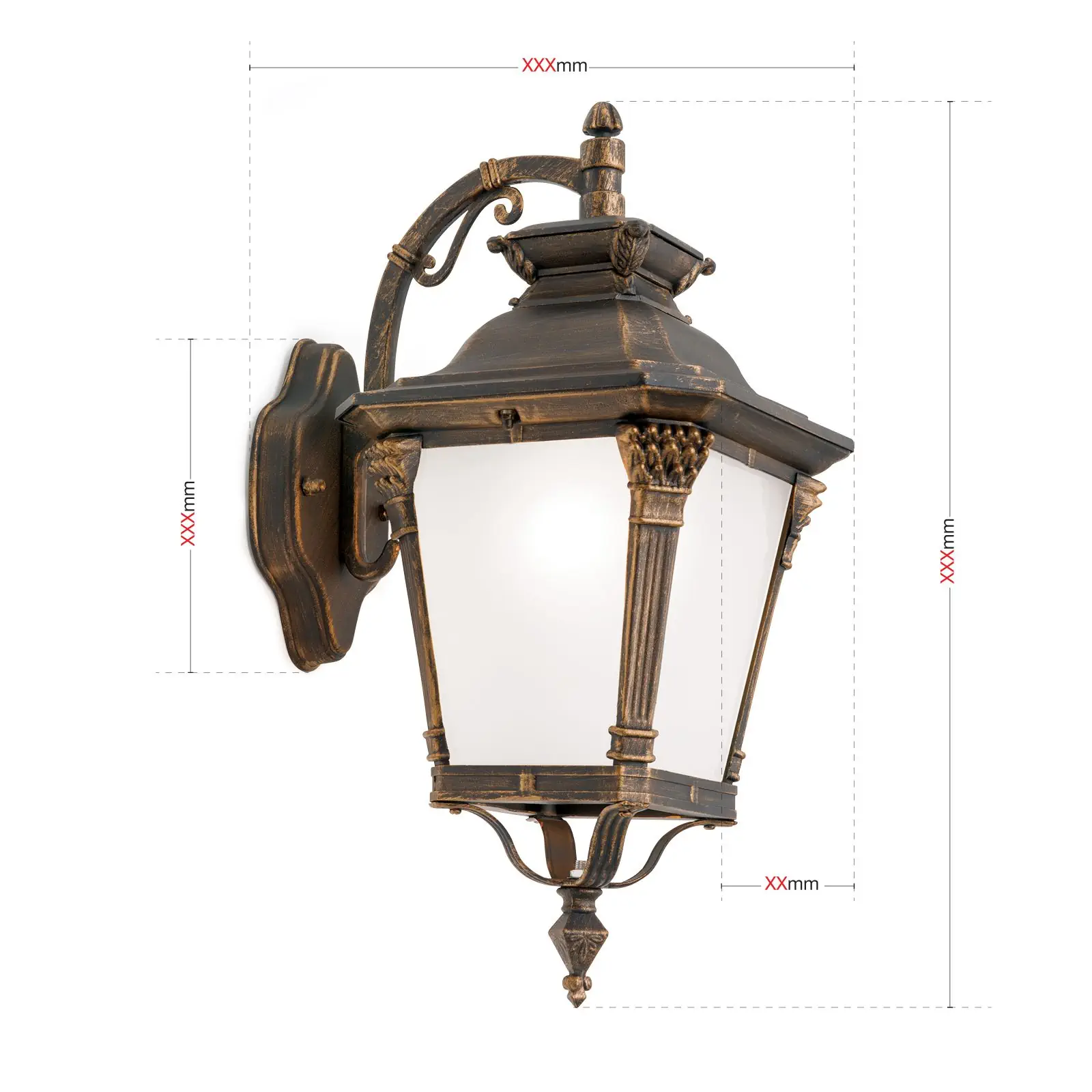 Spoljašnja zidna lampa AIKO, patina, usmerena nadole - 7