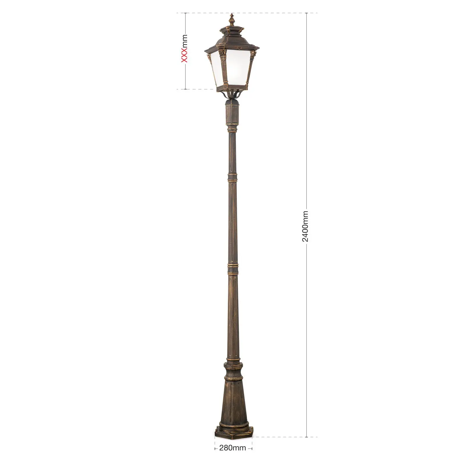 Spoljašnja stubna lampa AIKO, patina, H240 cm - 8