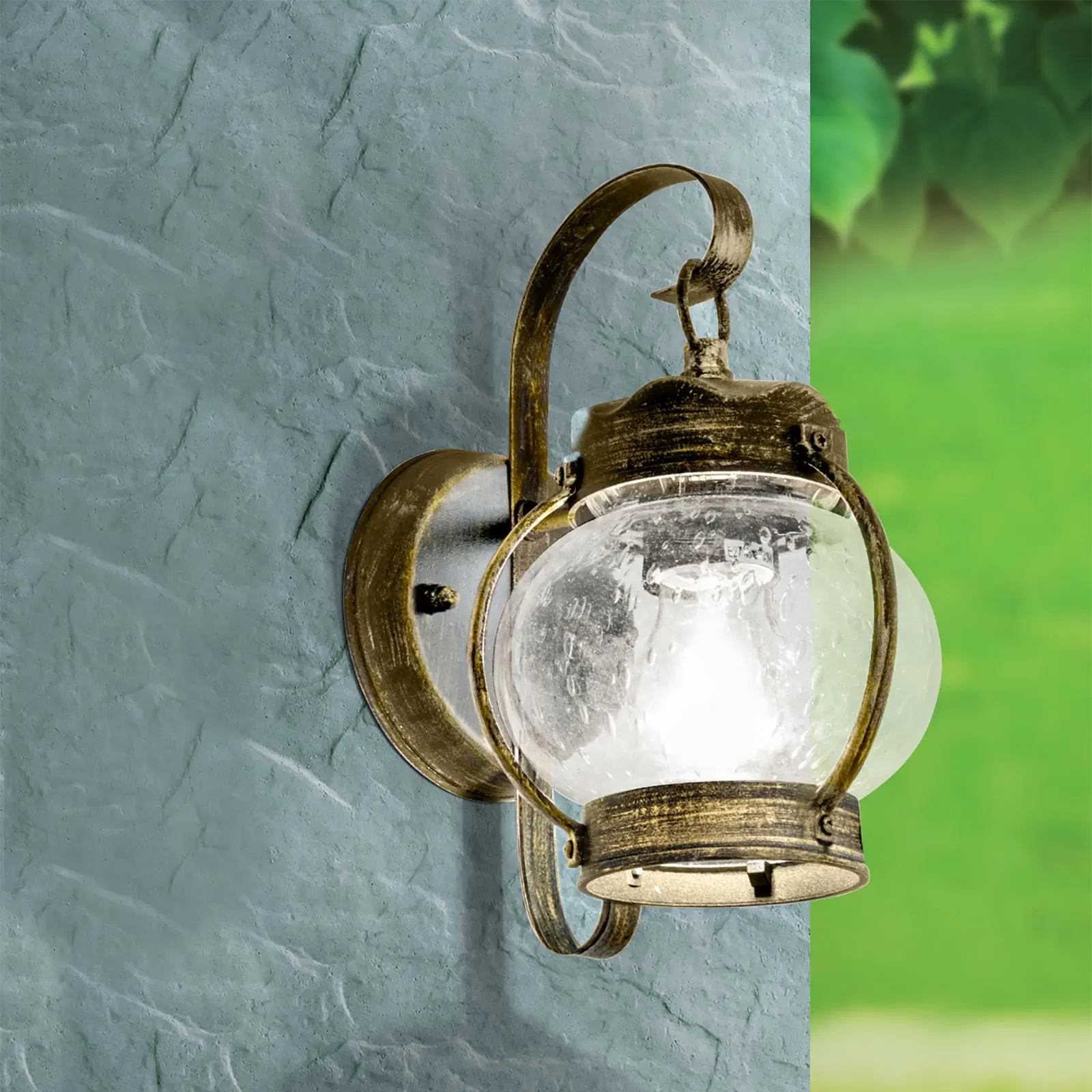 Spoljašnja zidna lampa TAVERNA, crno-zlatna, okrugla - 3