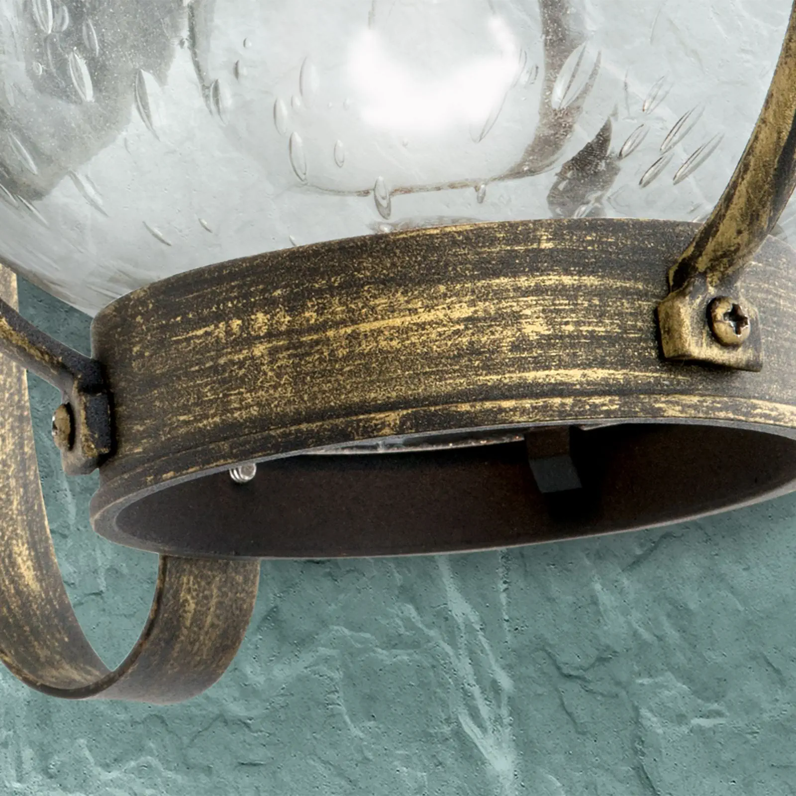 Spoljašnja zidna lampa TAVERNA, crno-zlatna, okrugla - 6