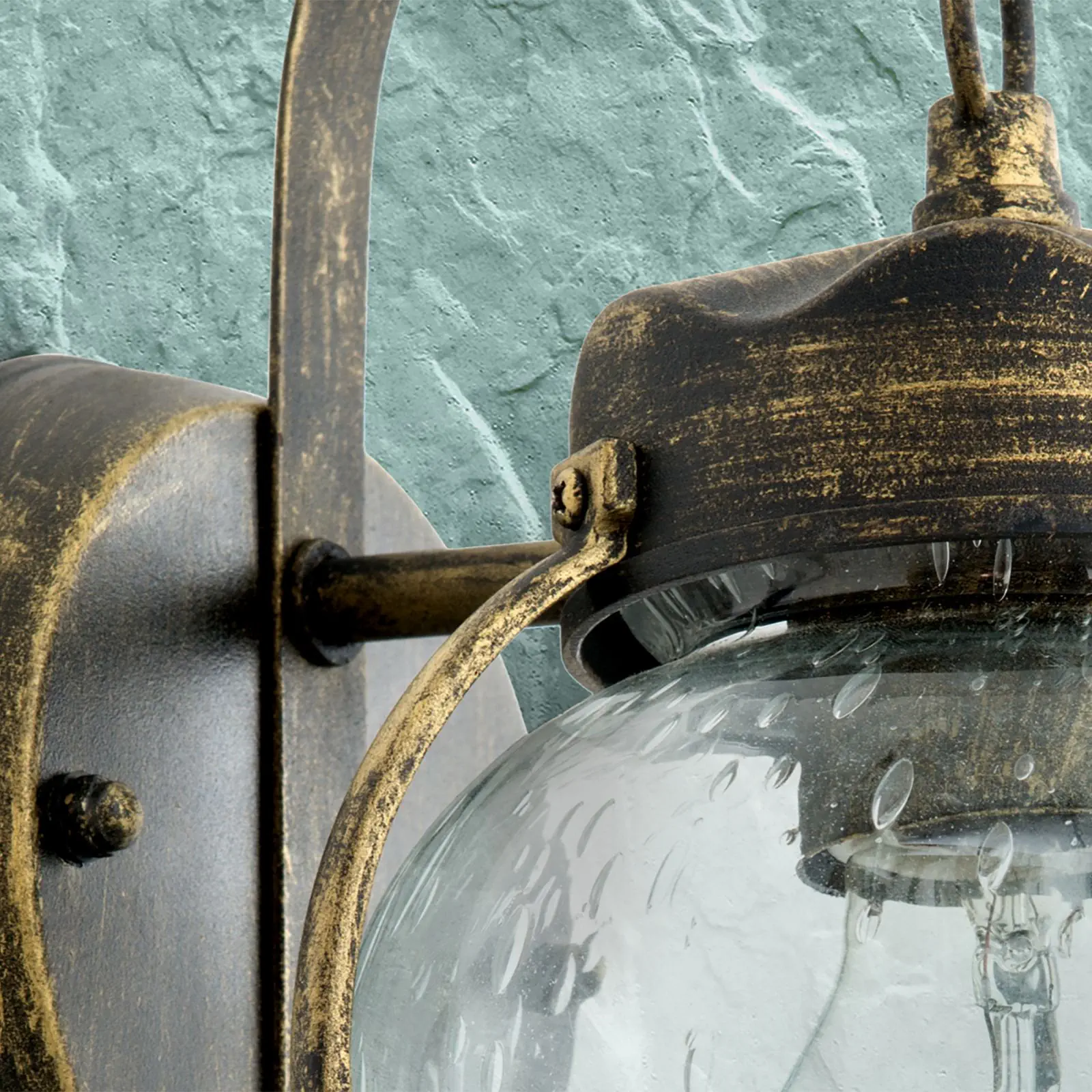 Spoljašnja zidna lampa TAVERNA, crno-zlatna, okrugla - 7