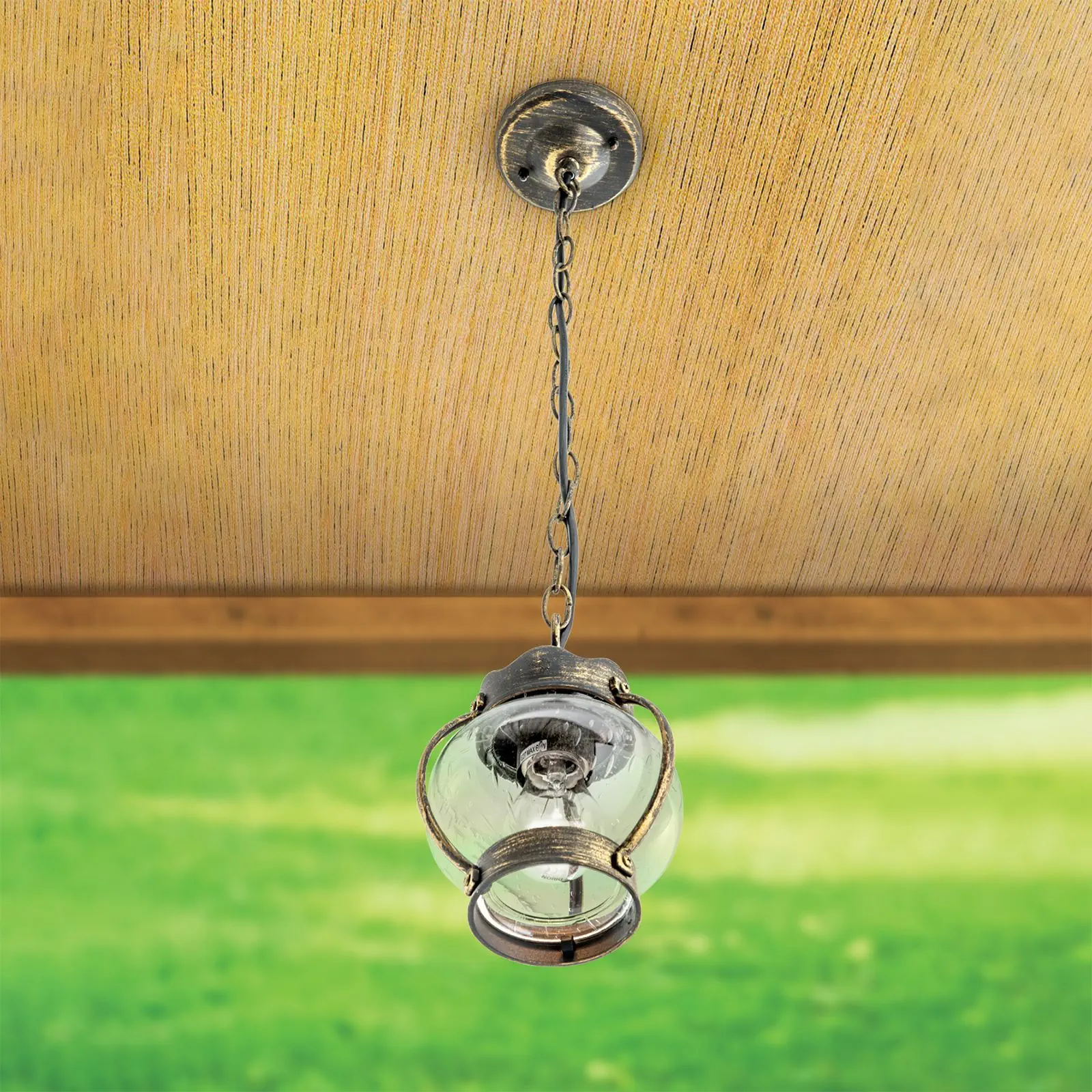 Spoljašnja viseća lampa TAVERNA, crno-zlatna, okrugla - 3