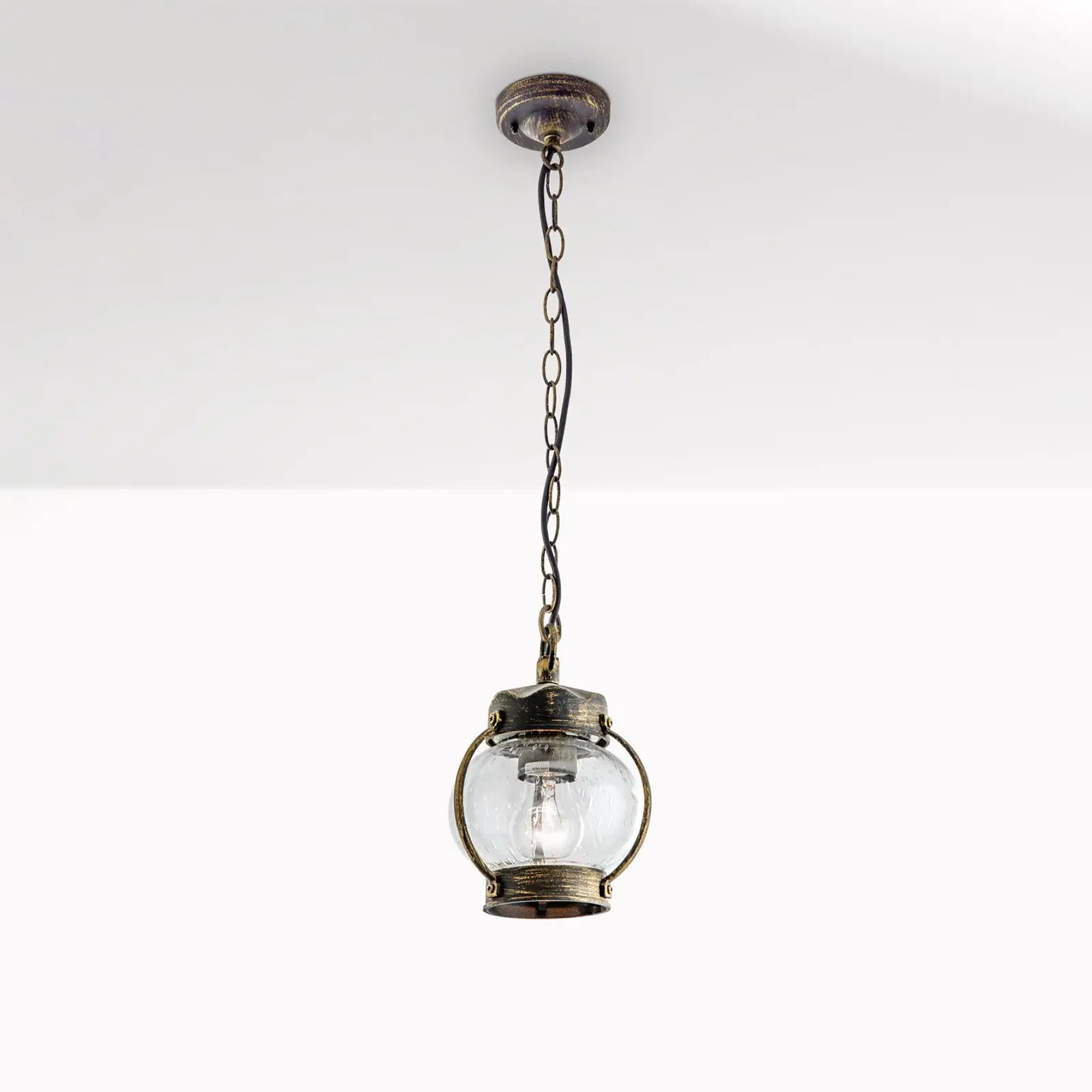 Spoljašnja viseća lampa TAVERNA, crno-zlatna, okrugla - 5