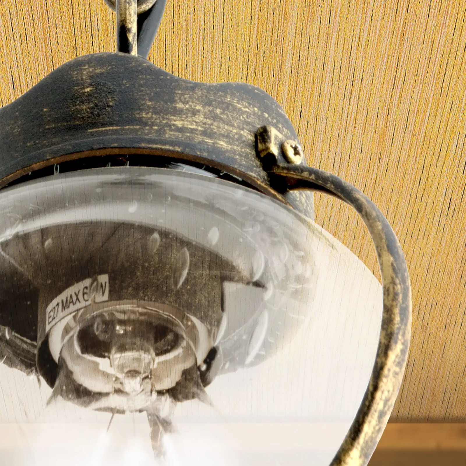 Spoljašnja viseća lampa TAVERNA, crno-zlatna, okrugla - 7