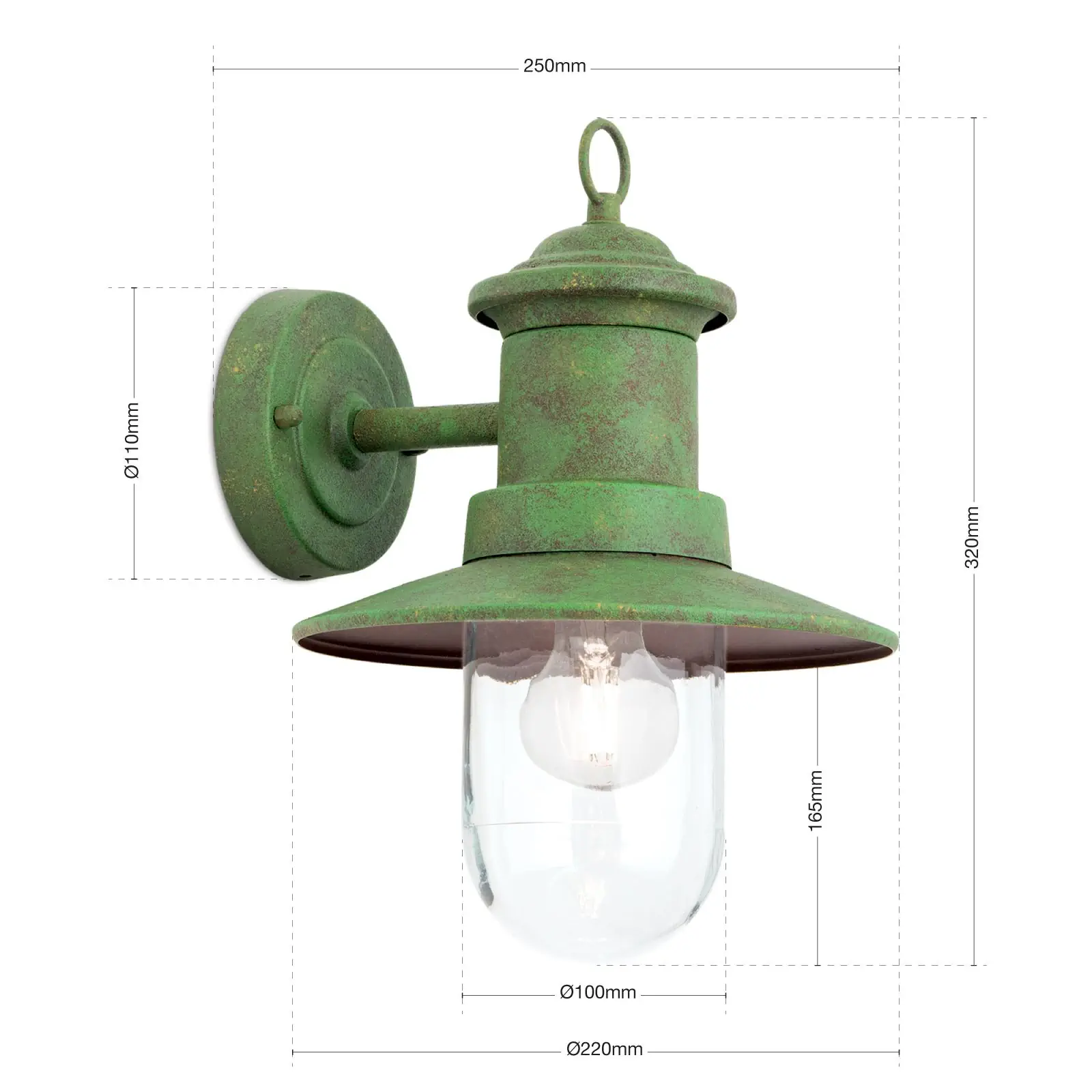 Spoljašnja zidna lampa LEONIE, vintage/zelena - 7