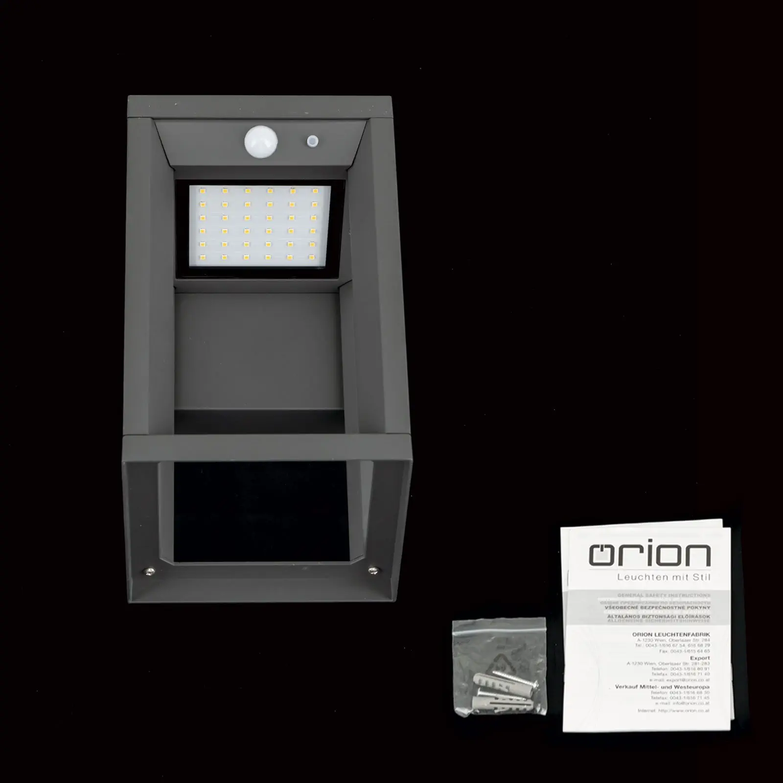 LED spoljašnja zidna lampa VOLTA sa senzorom pokreta, antracit - 8