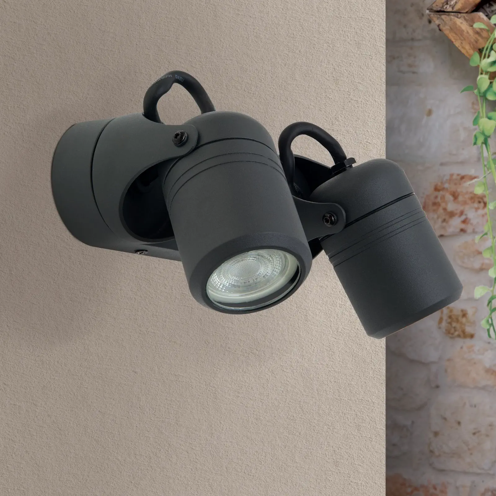 Spoljašnja zidna spot lampa VISION, 2 spota, antracit - 3