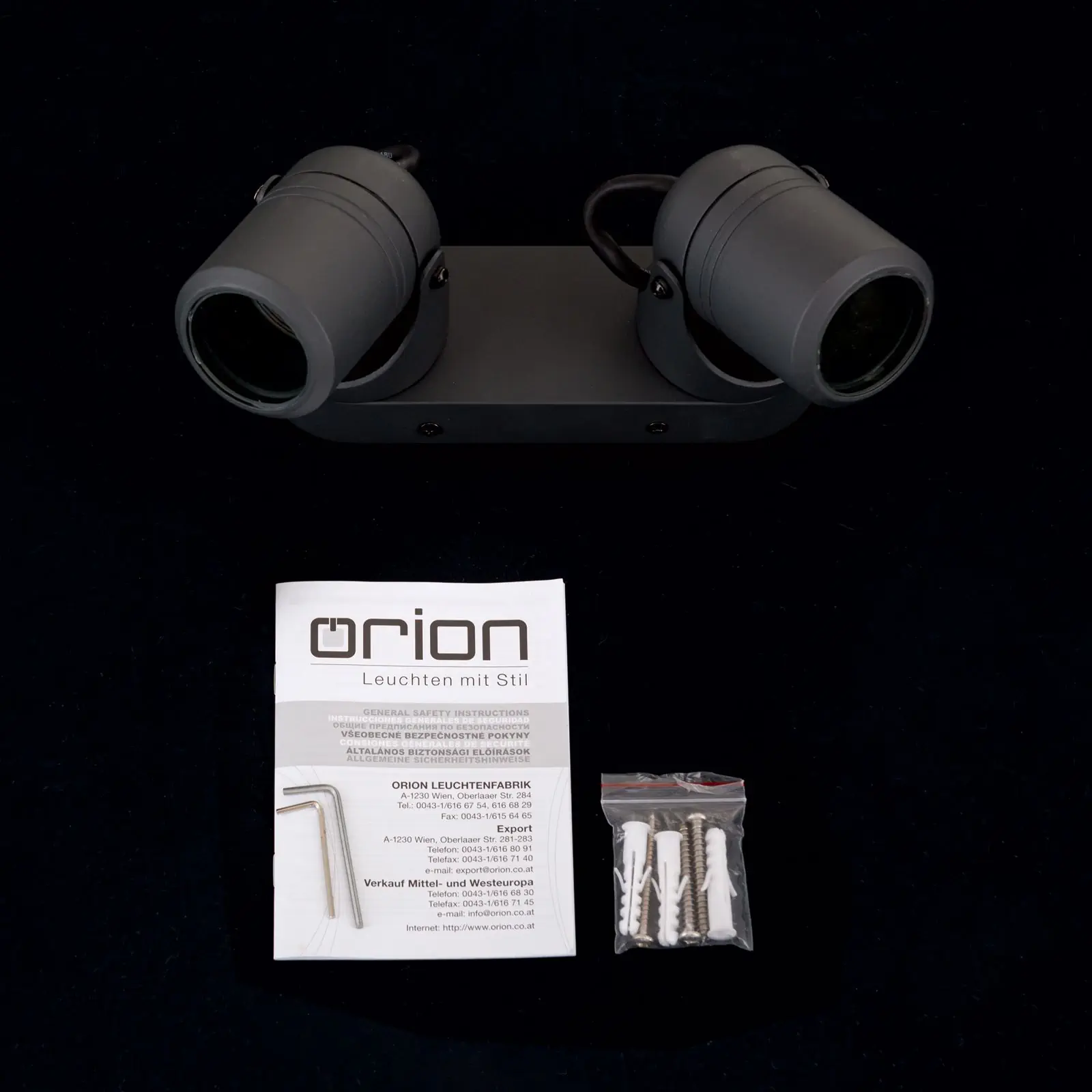 Spoljašnja zidna spot lampa VISION, 2 spota, antracit - 8