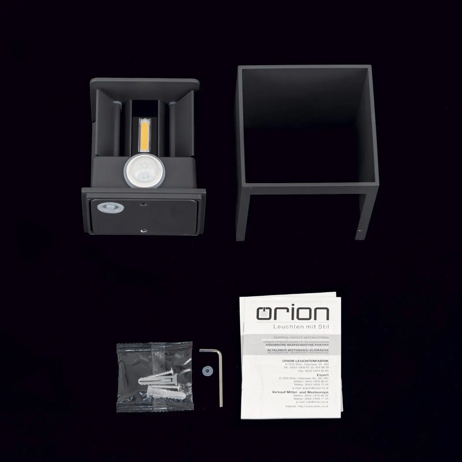 LED spoljašnja zidna lampa CUBE-S, antracit, senzor pokreta i sumraka - 8