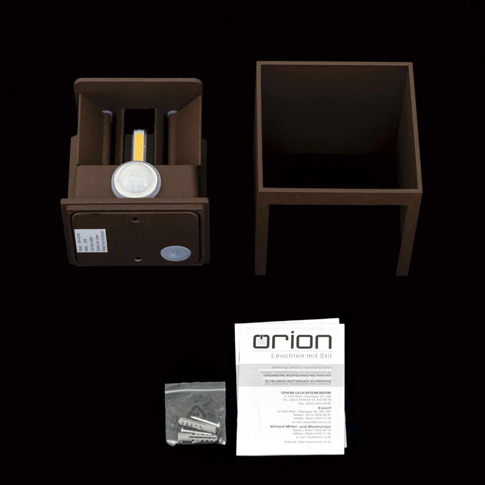 LED spoljašnja zidna lampa CUBE-S, corten, senzor pokreta i sumraka - 8