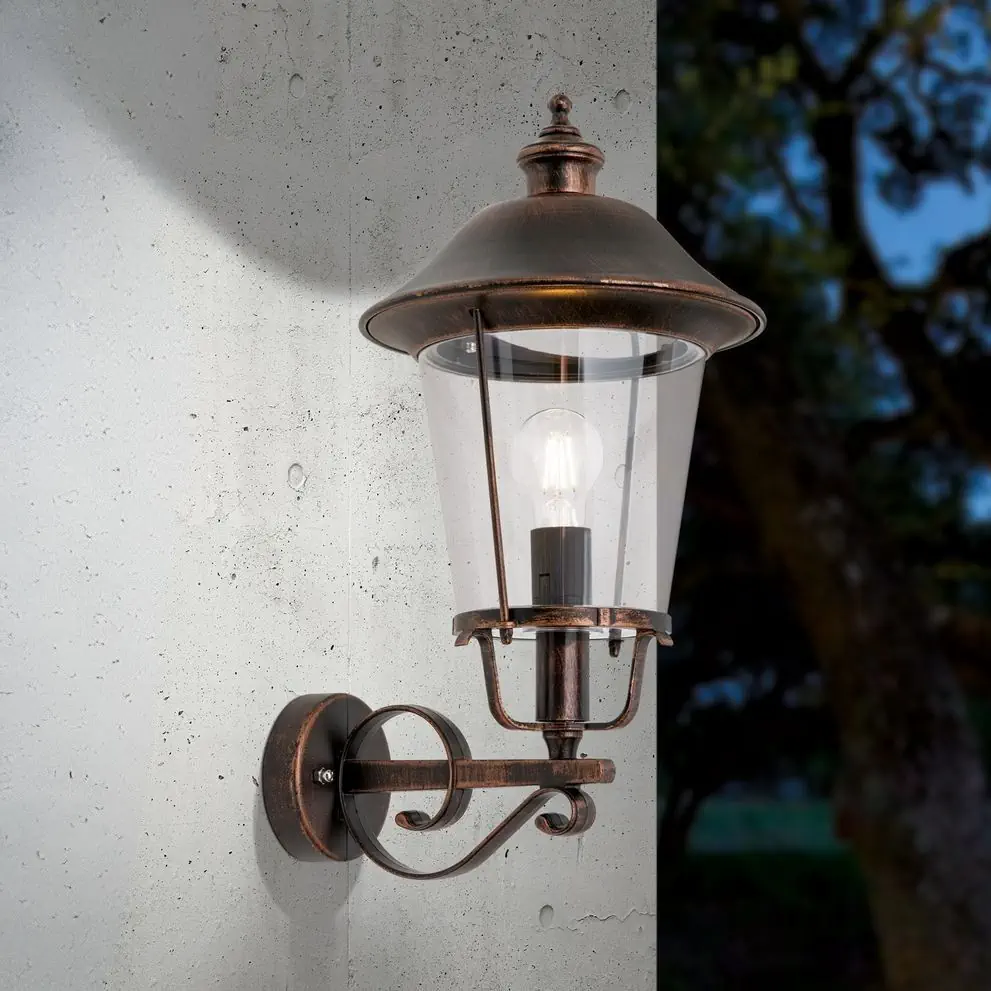 Spoljašnja zidna lampa KENZO, crno-bakrena, usmerena nagore