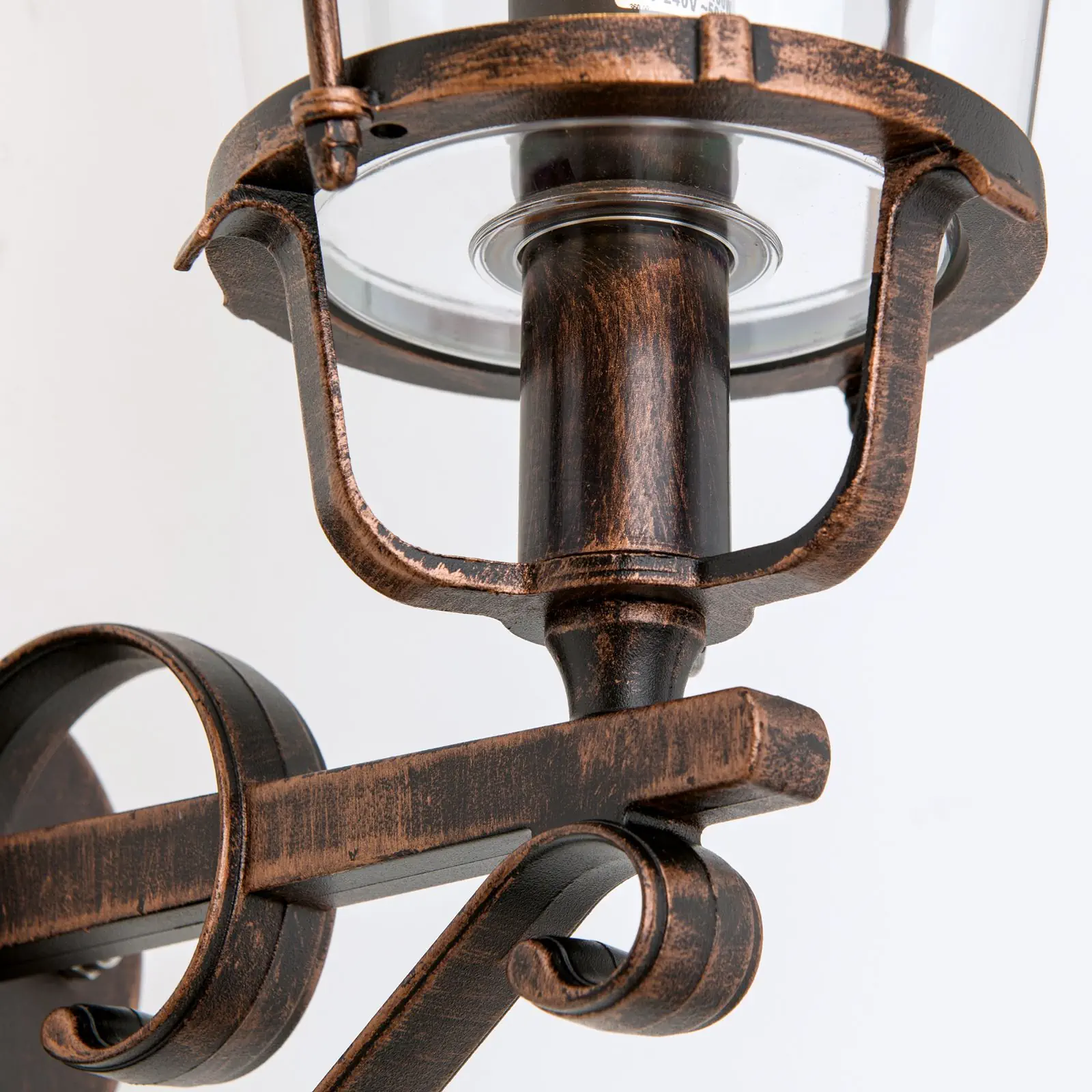 Spoljašnja zidna lampa KENZO, crno-bakrena, usmerena nagore - 5