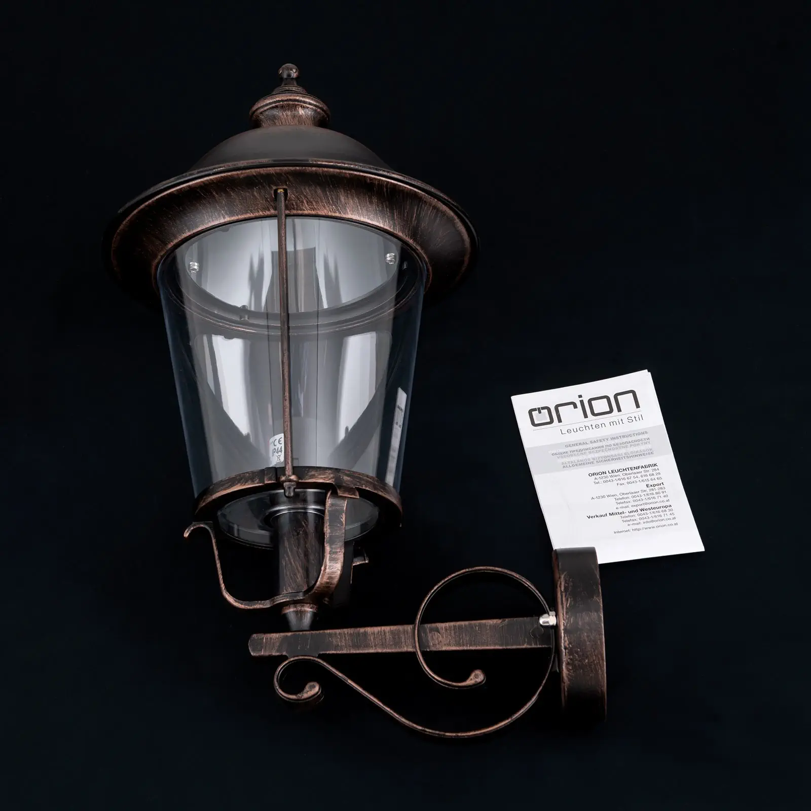 Spoljašnja zidna lampa KENZO, crno-bakrena, usmerena nagore - 8