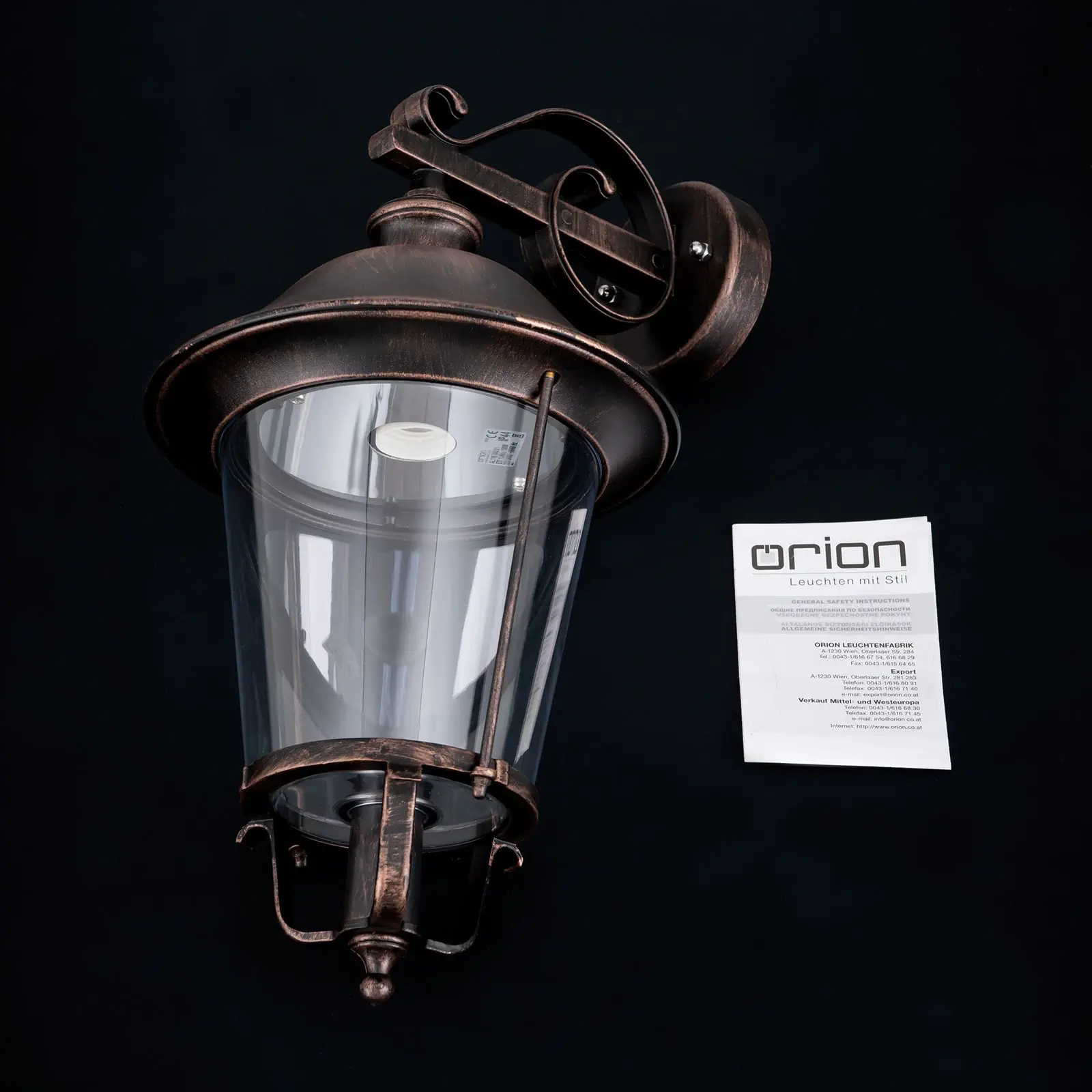 Spoljašnja lampa KENZO, crno-bakarna, usmerena nadole - 8