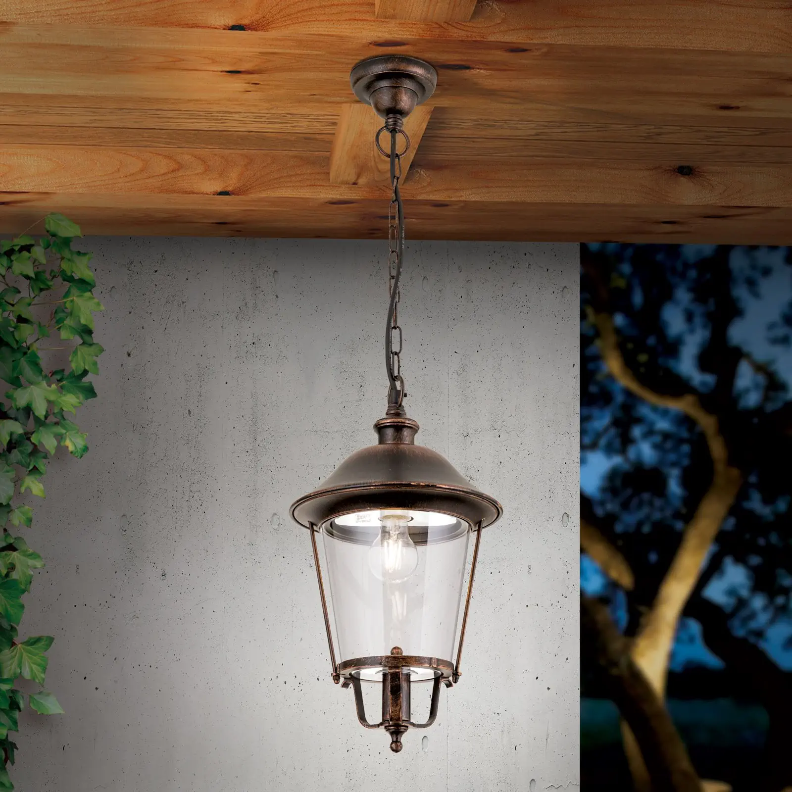 Spoljašnja lampa KENZO, crno-bakarna, usmerena nadole - 2