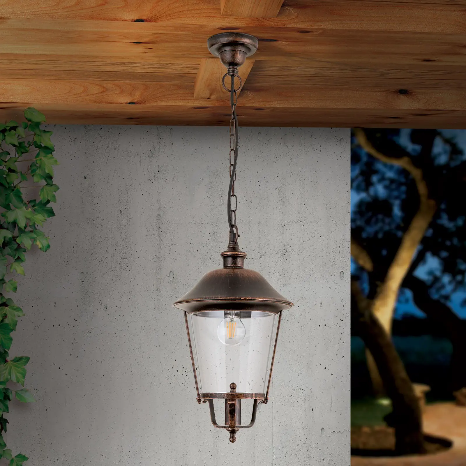 Spoljašnja lampa KENZO, crno-bakarna, usmerena nadole - 3