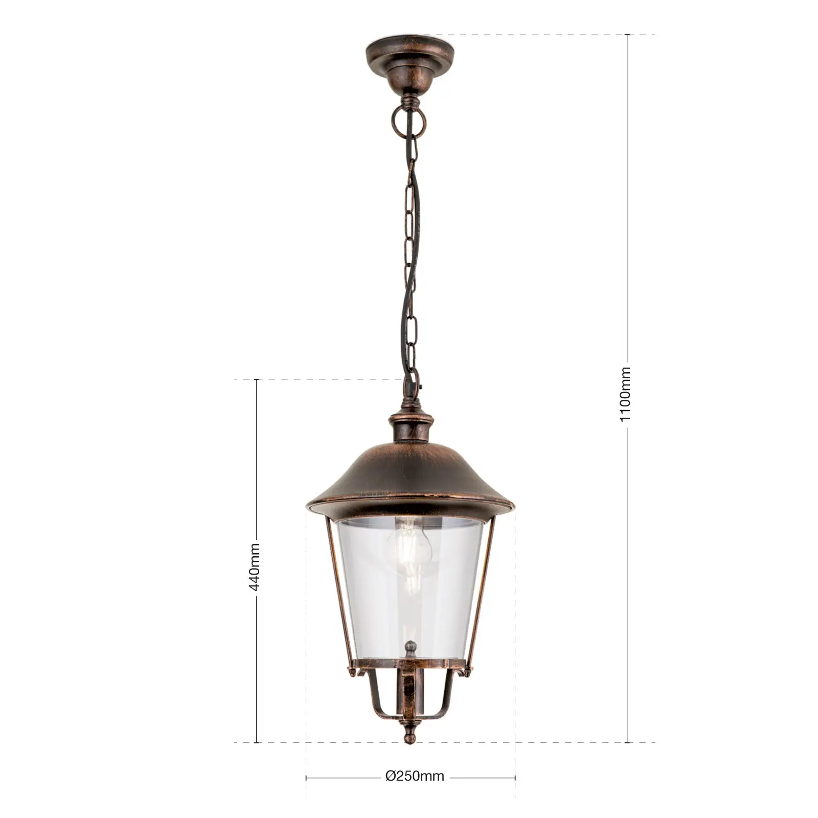 Spoljašnja lampa KENZO, crno-bakarna, usmerena nadole - 7