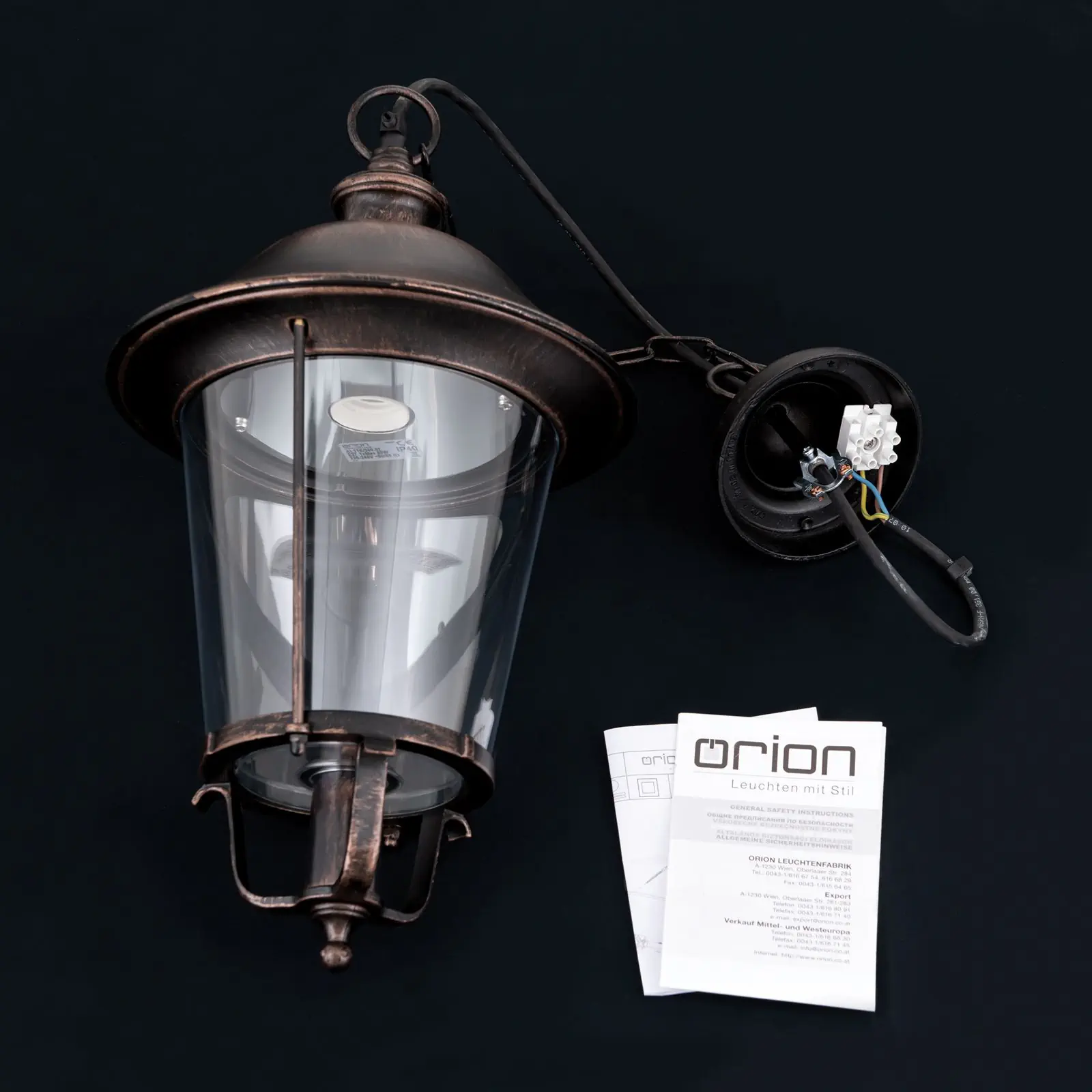 Spoljašnja lampa KENZO, crno-bakarna, usmerena nadole - 8