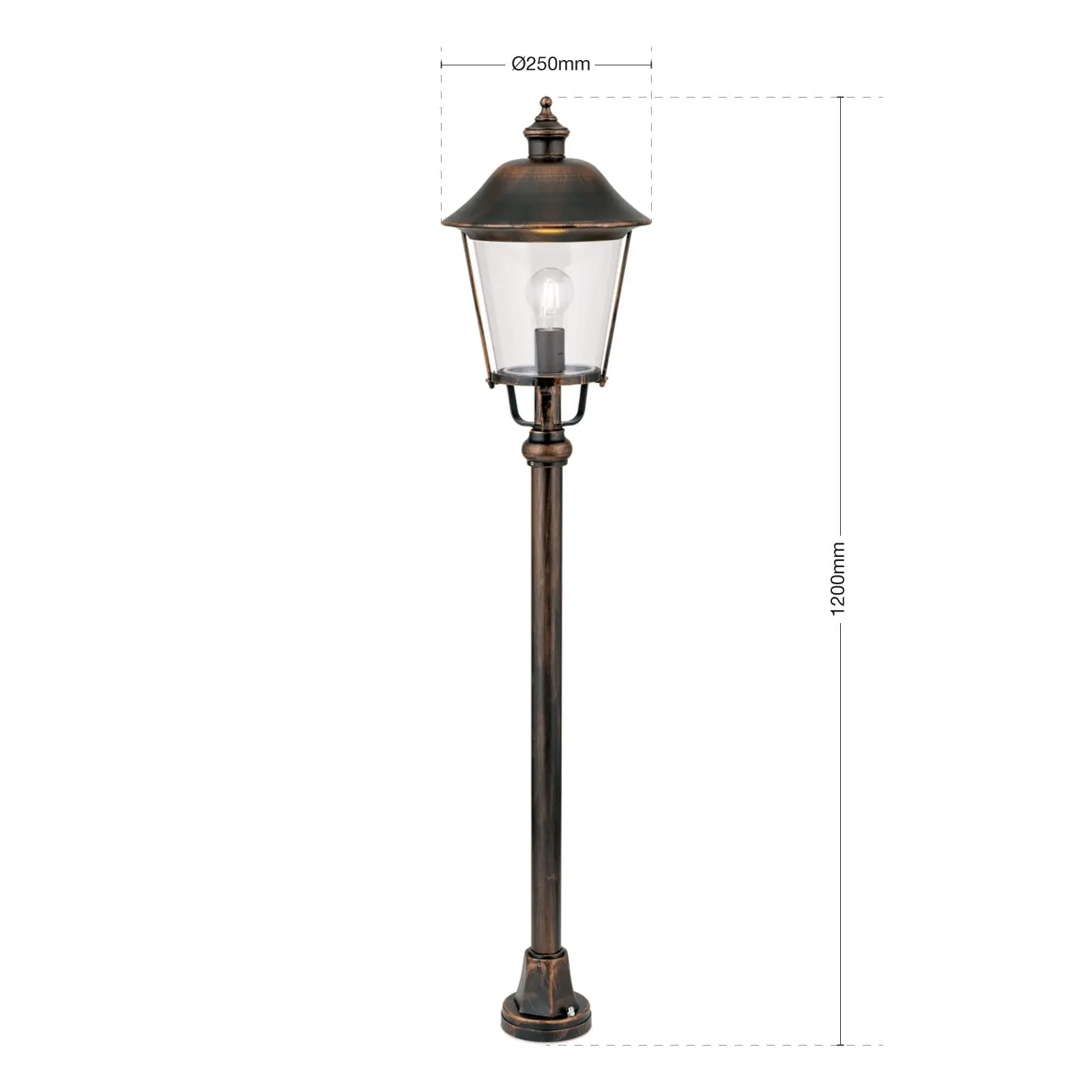 Spoljašnja stazna lampa KENZO, crno-bakarna, H120 cm - 7