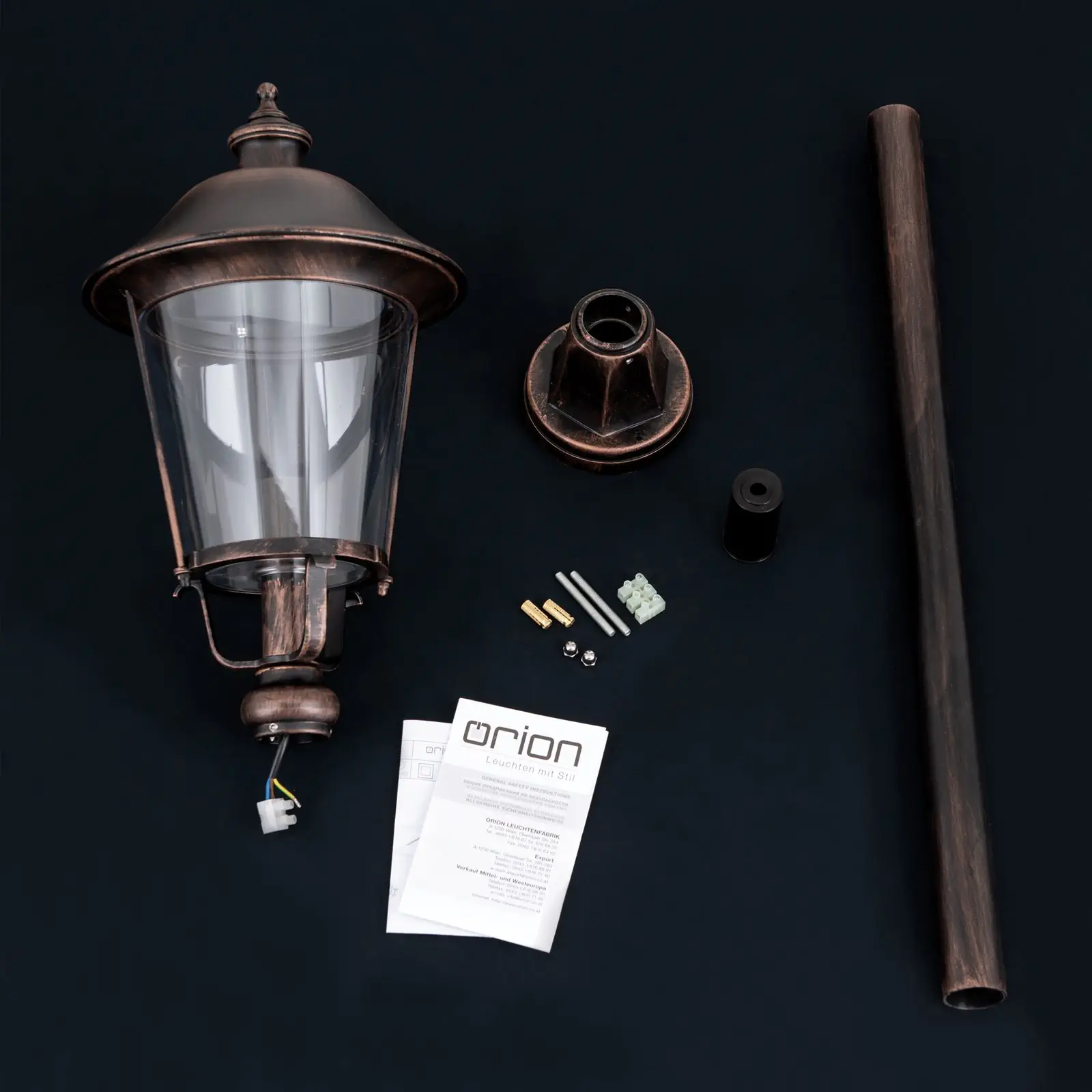 Spoljašnja stazna lampa KENZO, crno-bakarna, H120 cm - 8