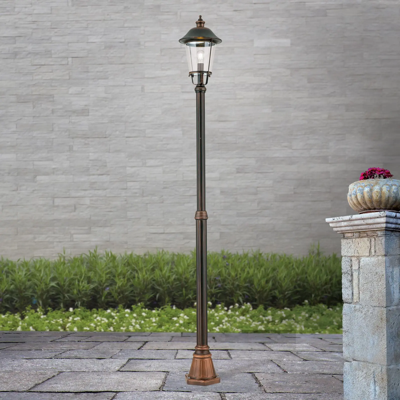 Spoljašnja stubna lampa KENZO, crno-bakarna, H216 cm - 2