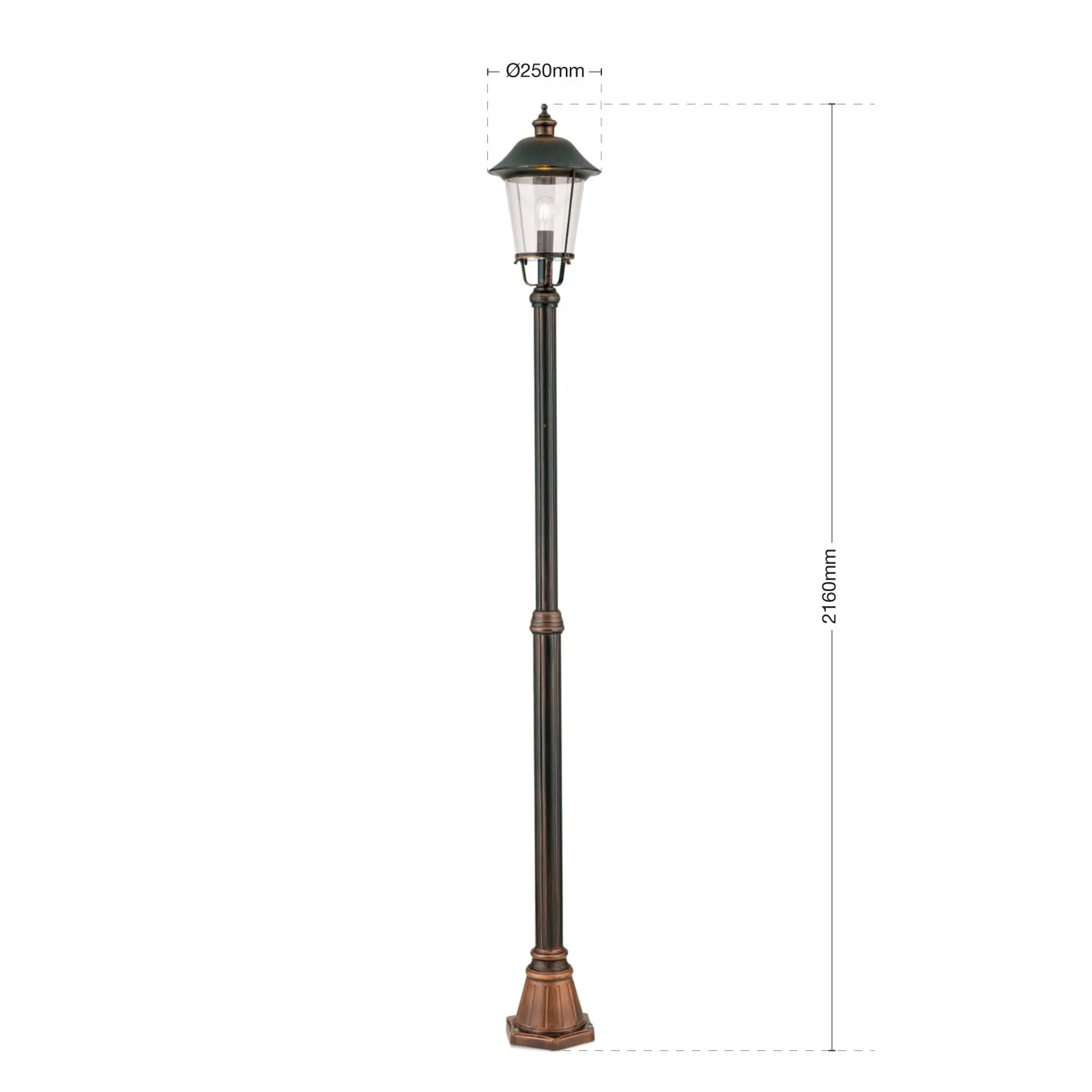 Spoljašnja stubna lampa KENZO, crno-bakarna, H216 cm - 7