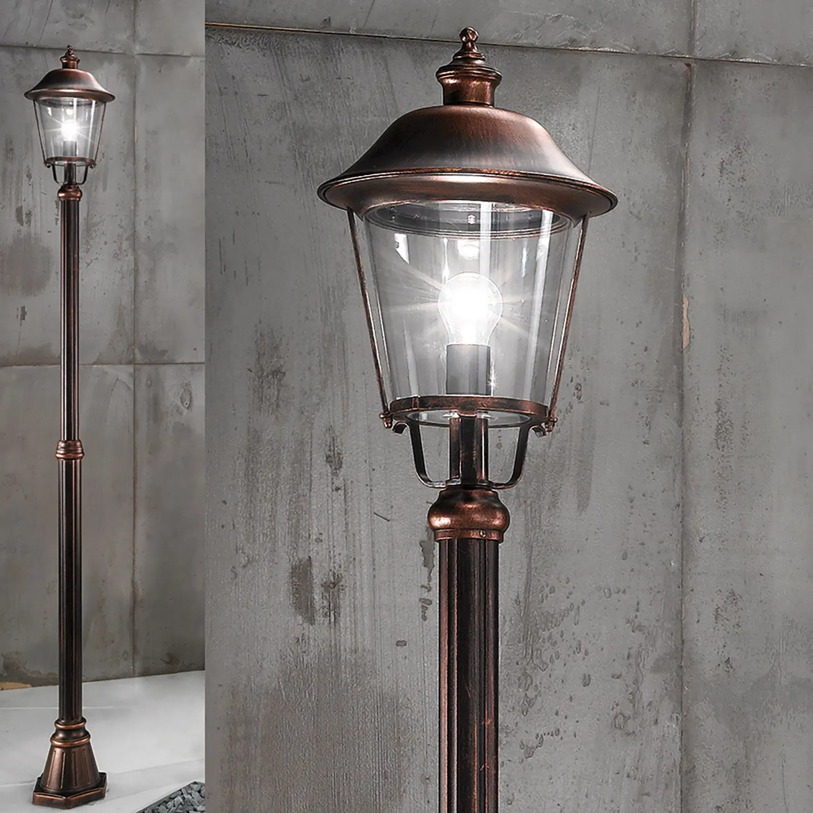 Spoljašnja stubna lampa KENZO, crno-bakarna, H216 cm - 9