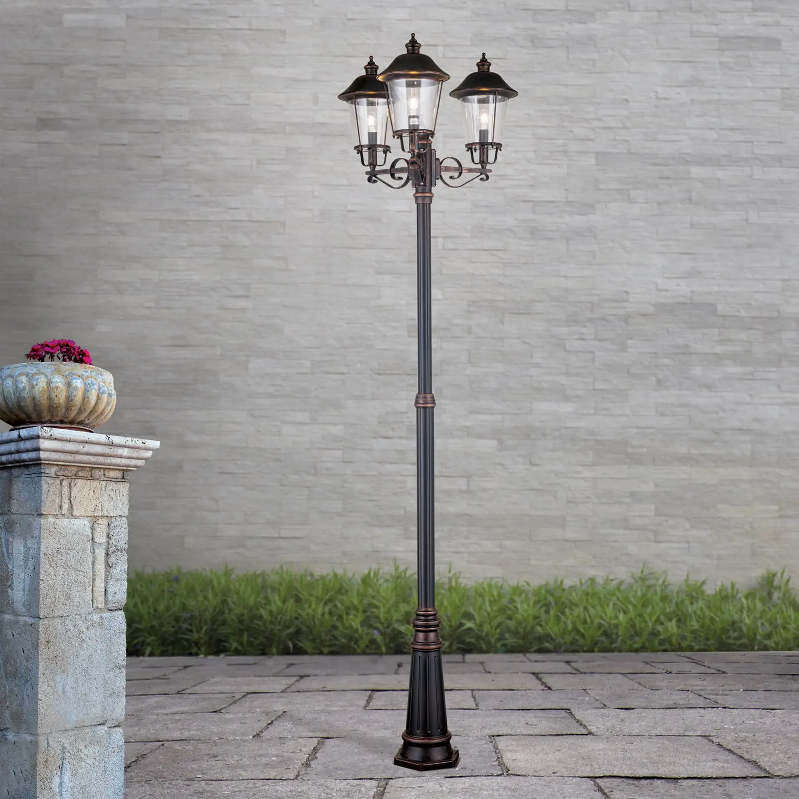 Spoljašnja stubna lampa KENZO, crno-bakarna, H260 cm - 2