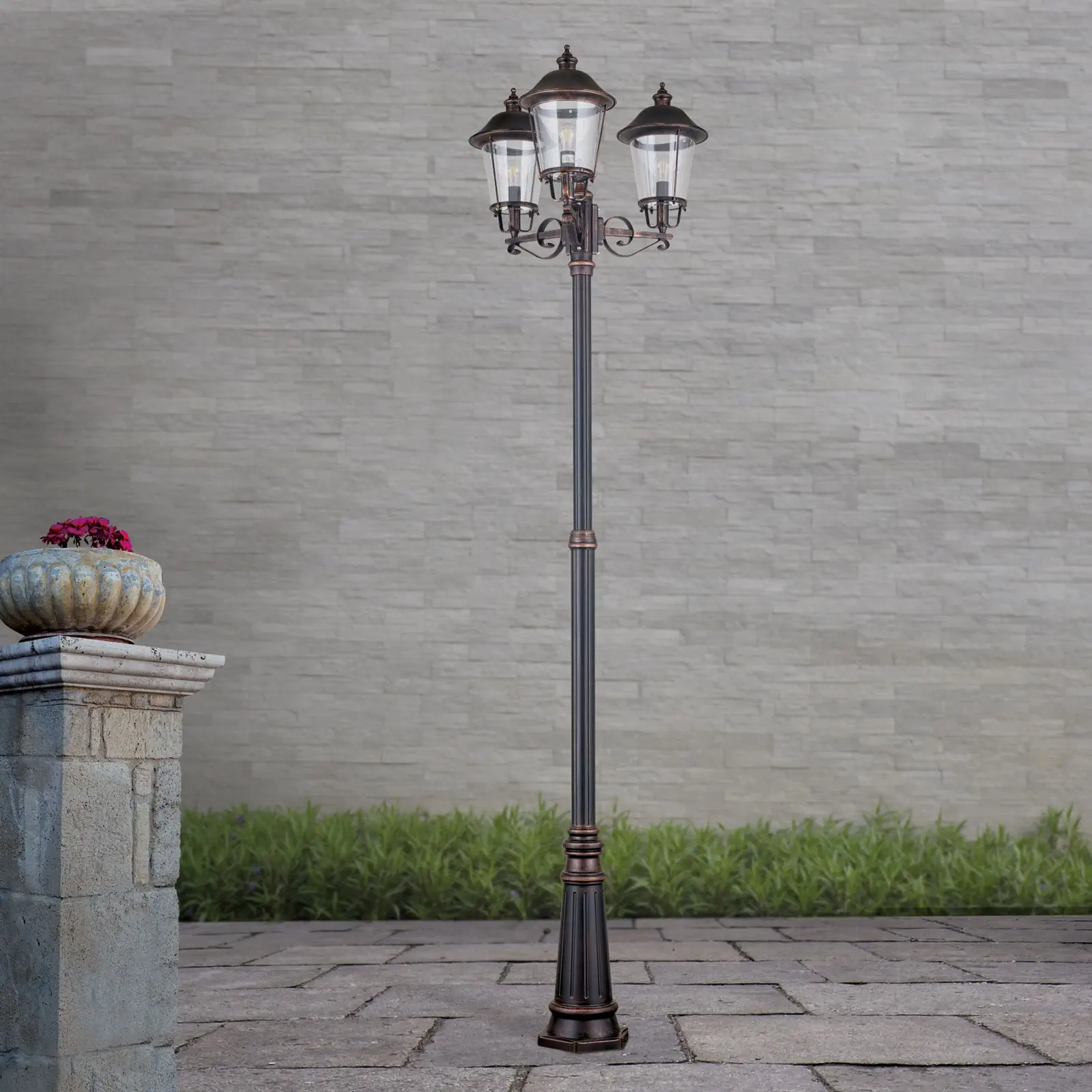 Spoljašnja stubna lampa KENZO, crno-bakarna, H260 cm - 3