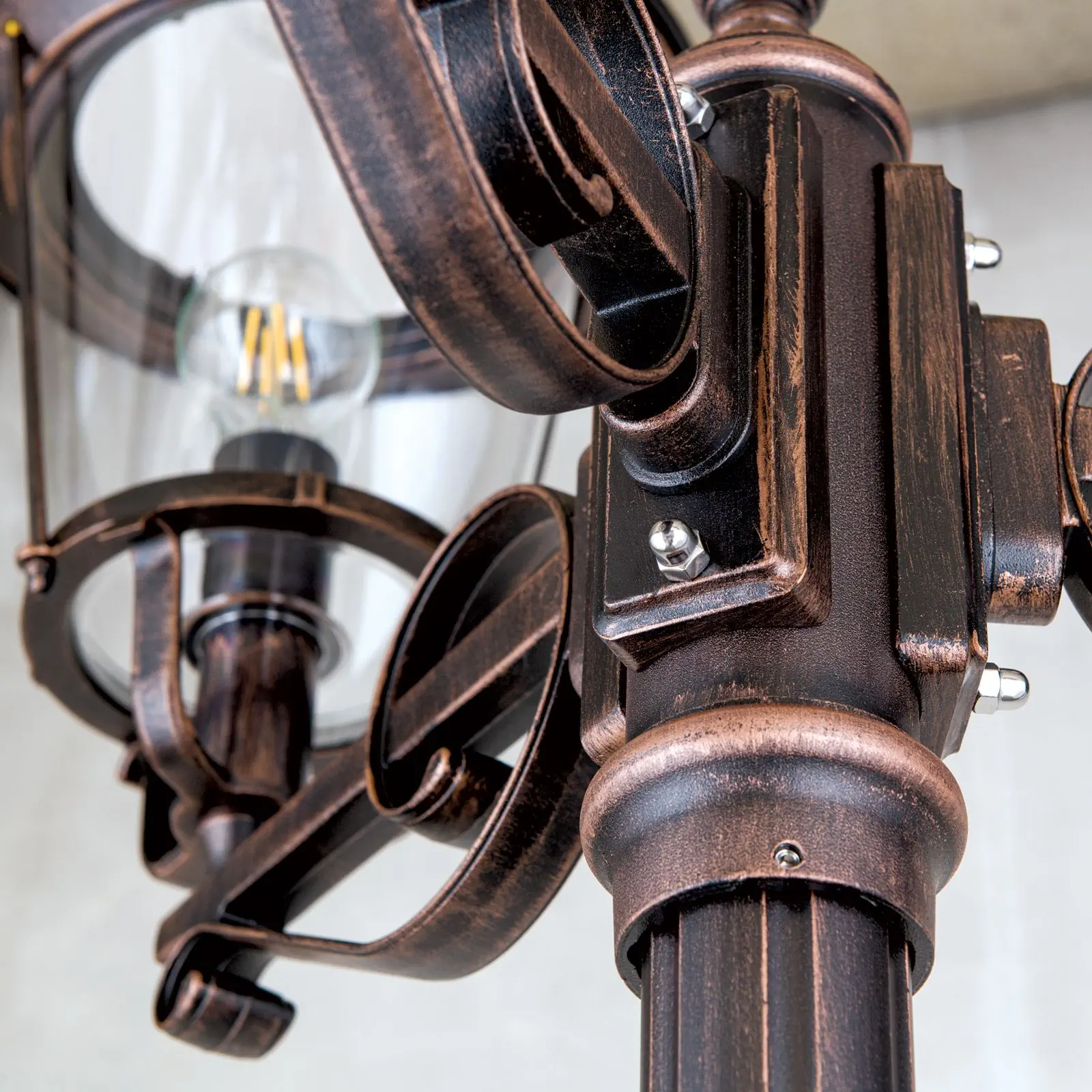 Spoljašnja stubna lampa KENZO, crno-bakarna, H260 cm - 6