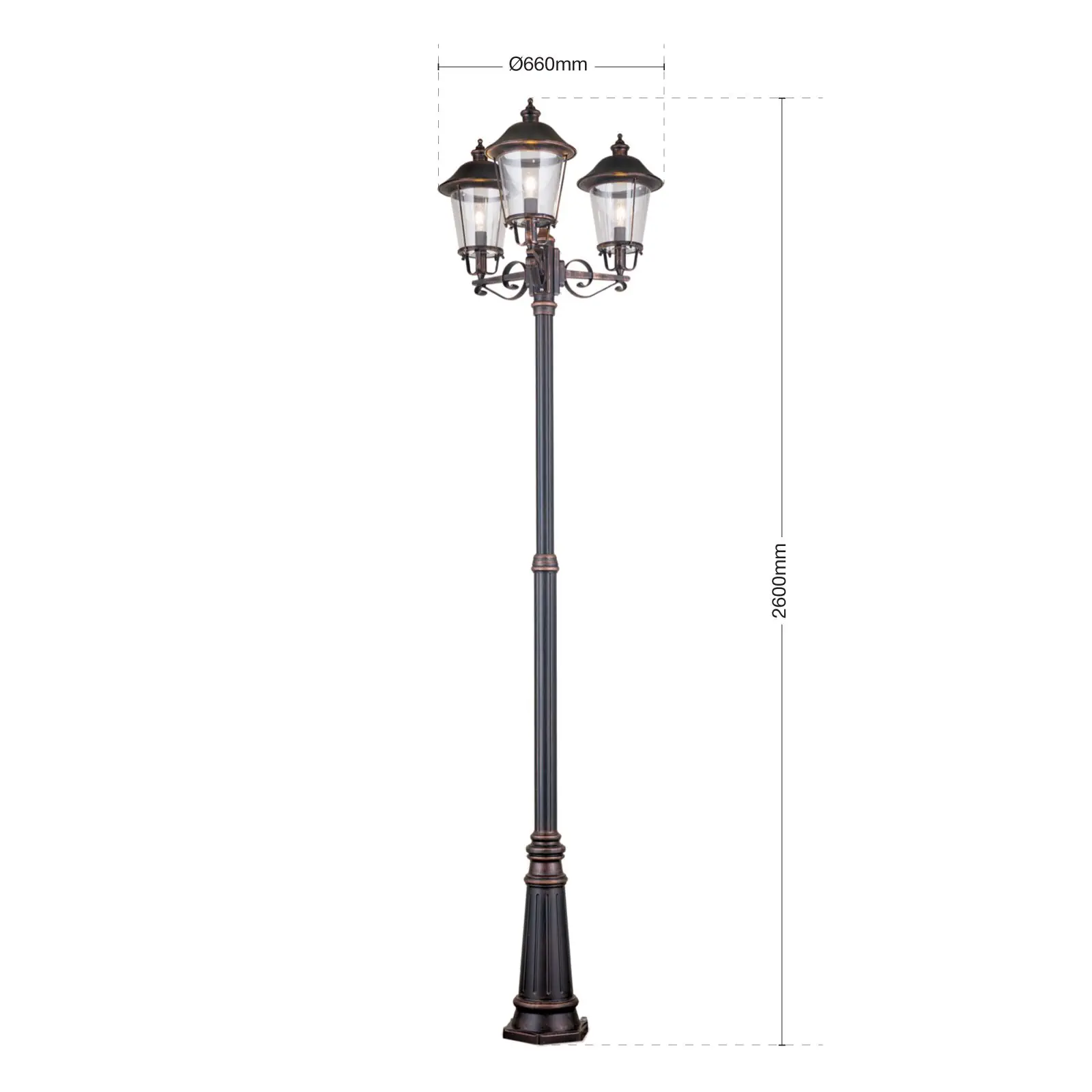 Spoljašnja stubna lampa KENZO, crno-bakarna, H260 cm - 7