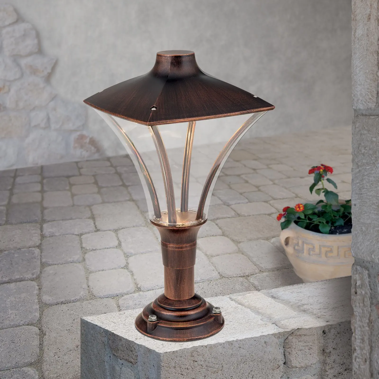 LED spoljašnja lampa DAIKO, crna-bakar, visina 54cm
