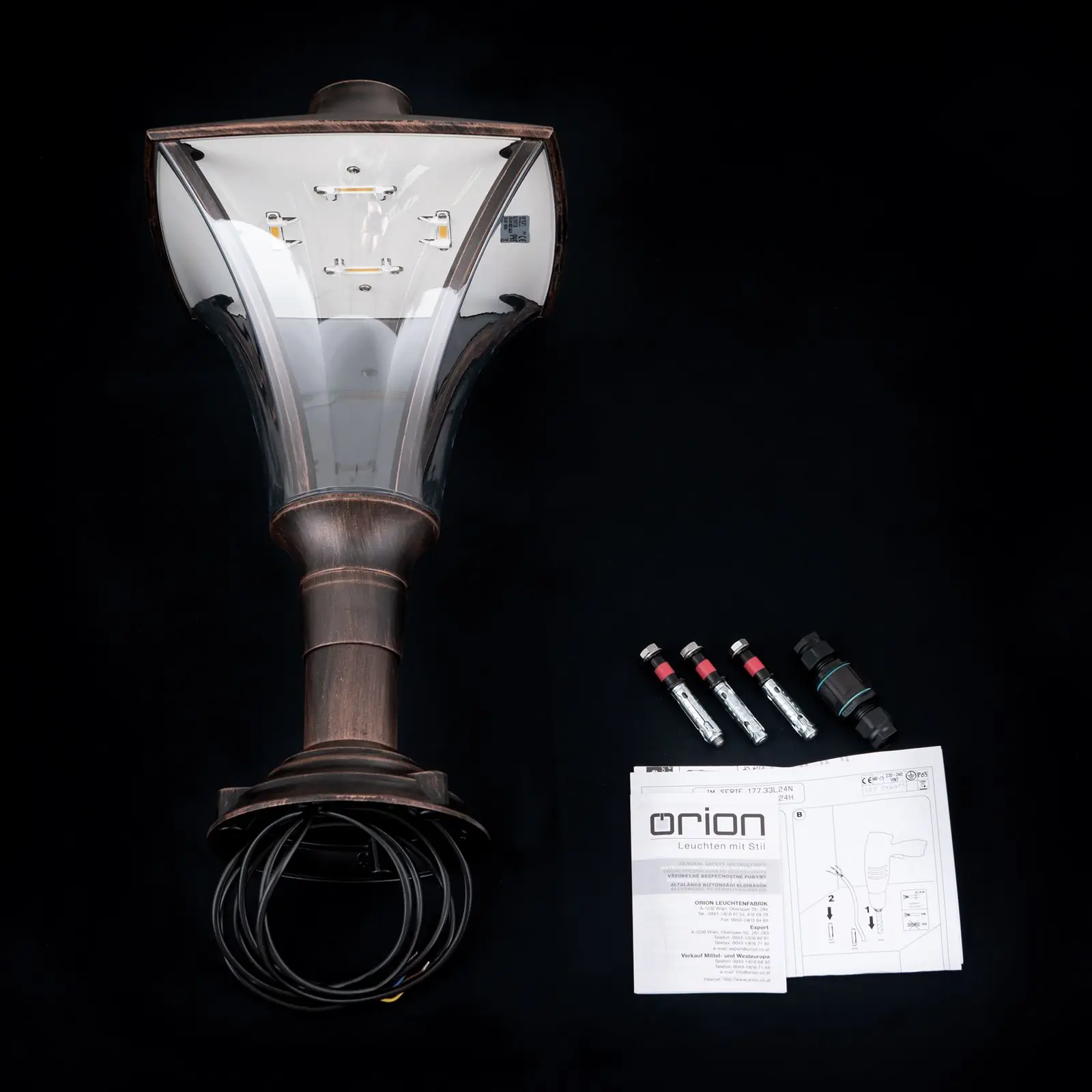 LED spoljašnja lampa DAIKO, crna-bakar, visina 54cm - 8