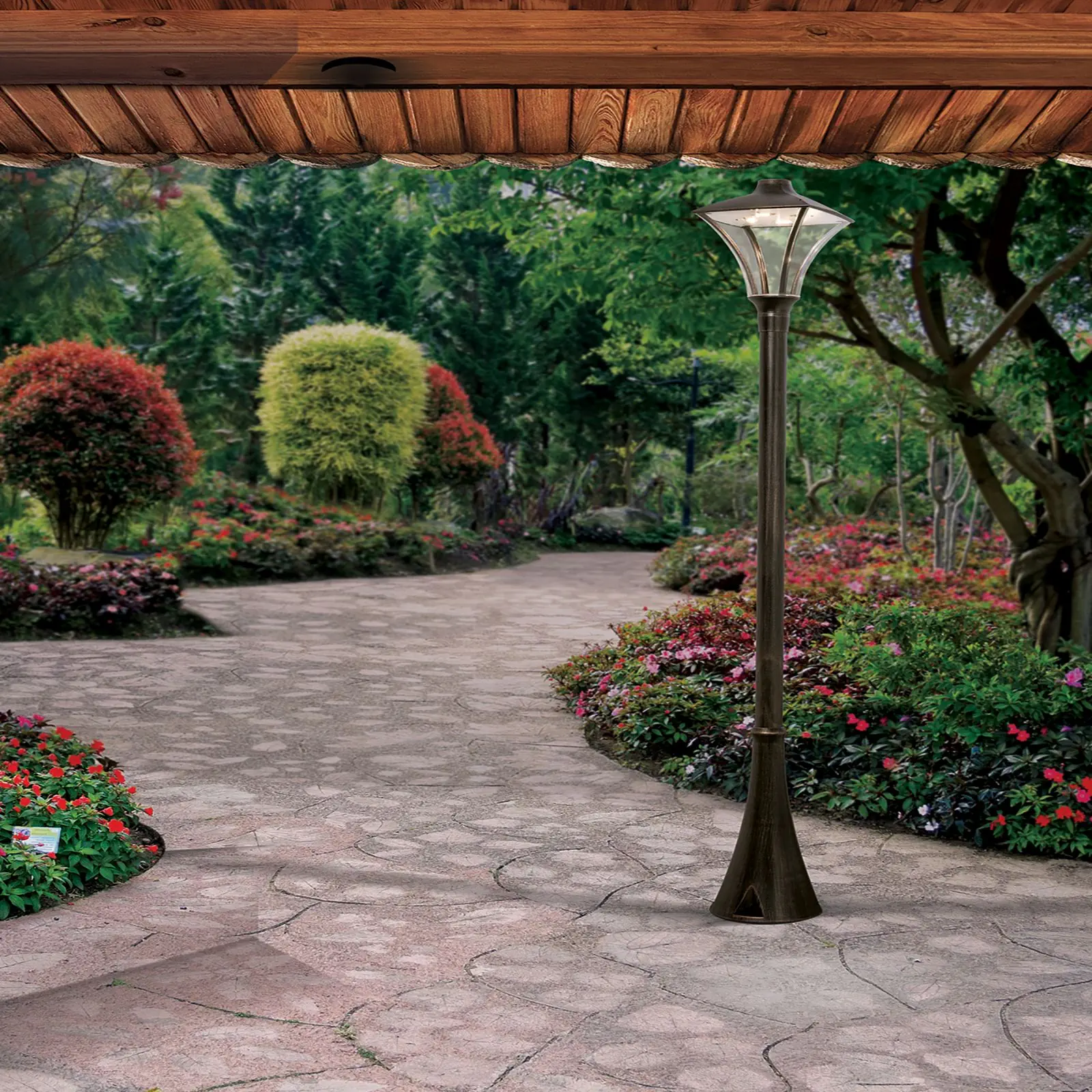 LED spoljašnja lampa DAIKO, crna-bakar, visina 200 cm