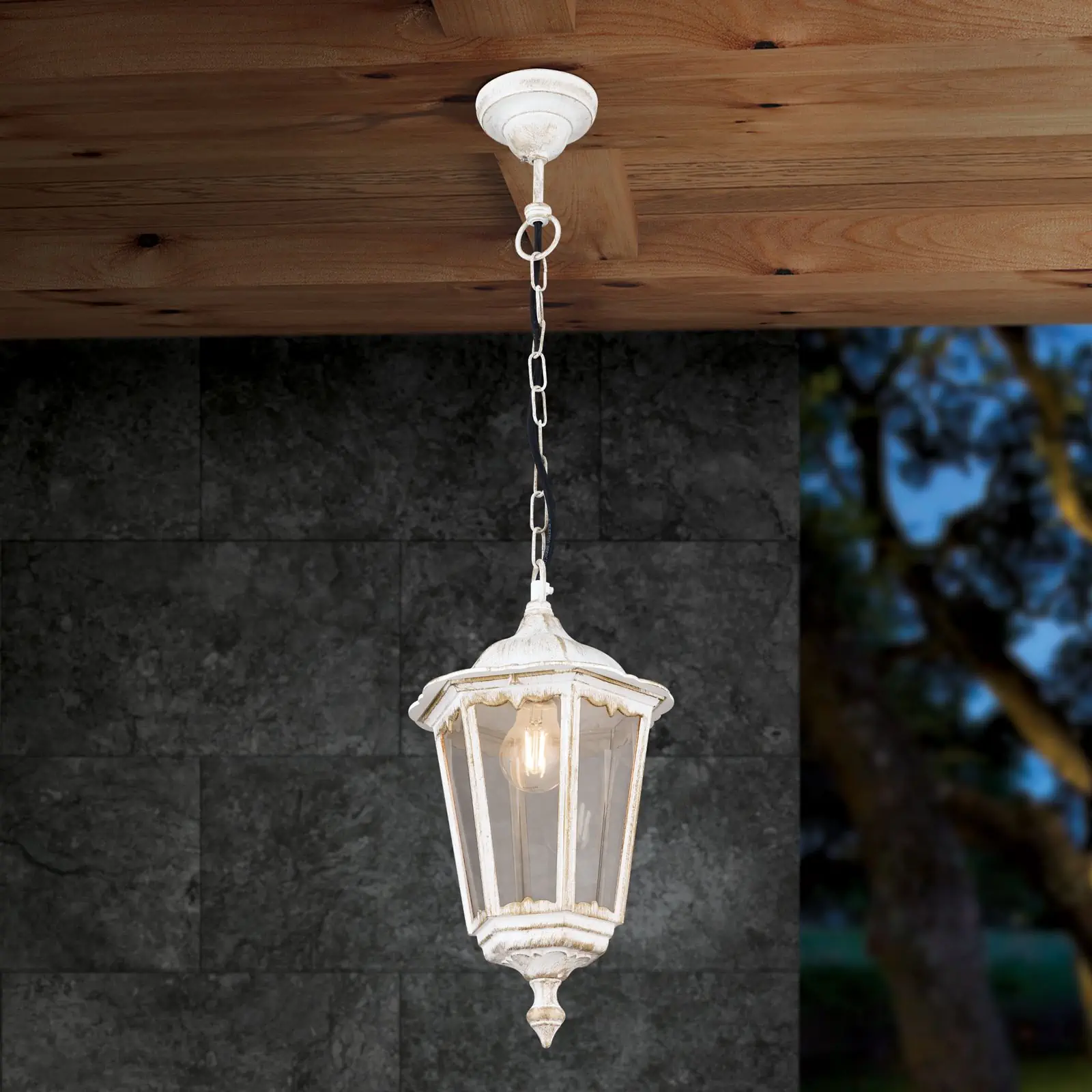 Spoljašnja viseća lampa PUCHBERG, belo-zlatna - 2