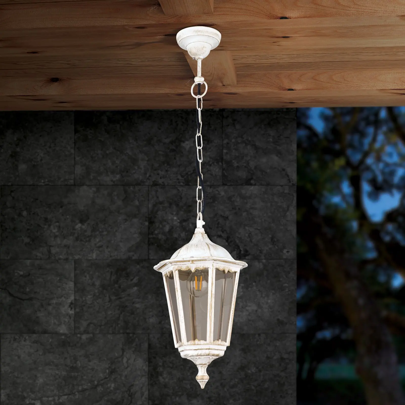 Spoljašnja viseća lampa PUCHBERG, belo-zlatna - 3