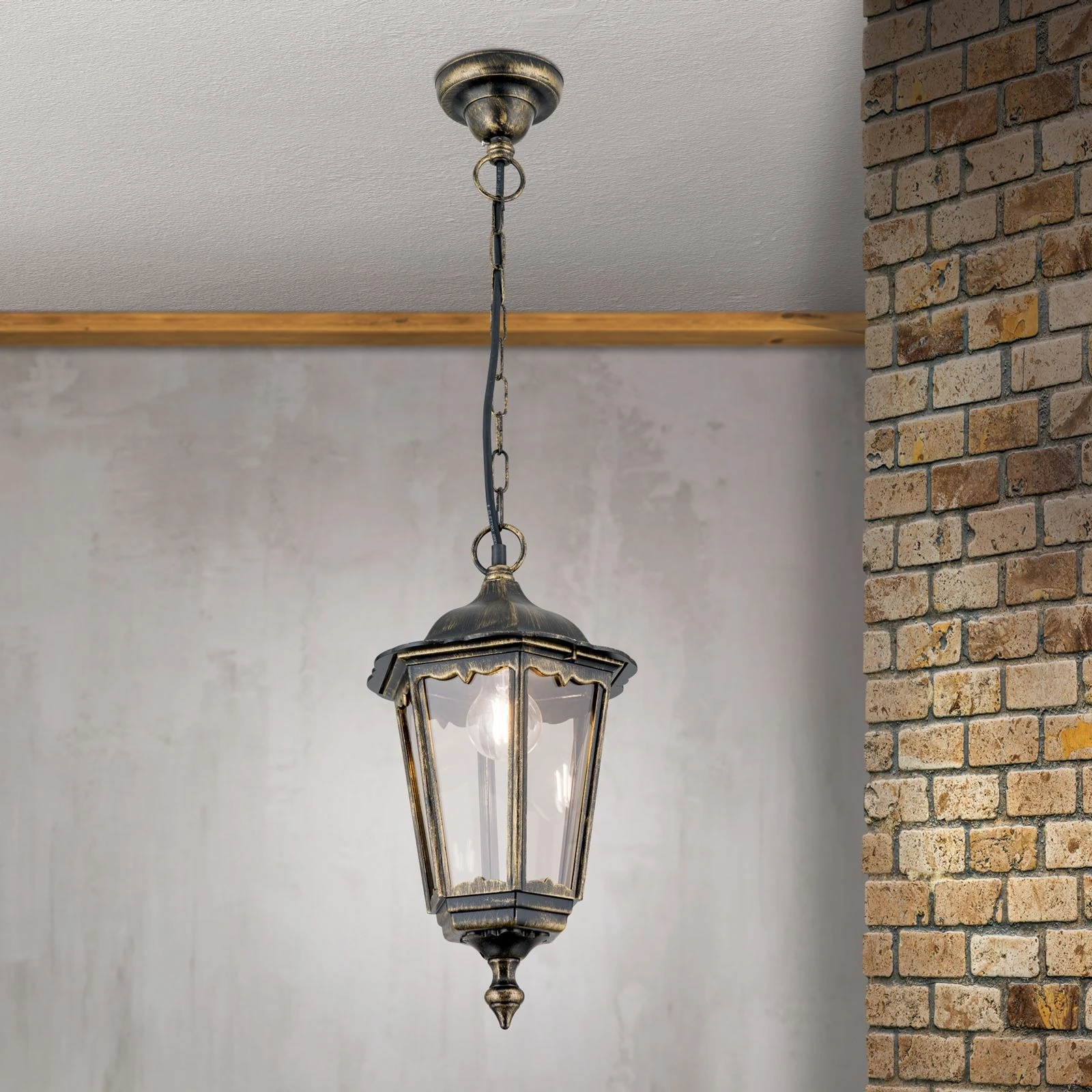 Spoljašnja viseća lampa PUCHBERG, crno-zlatna - 2