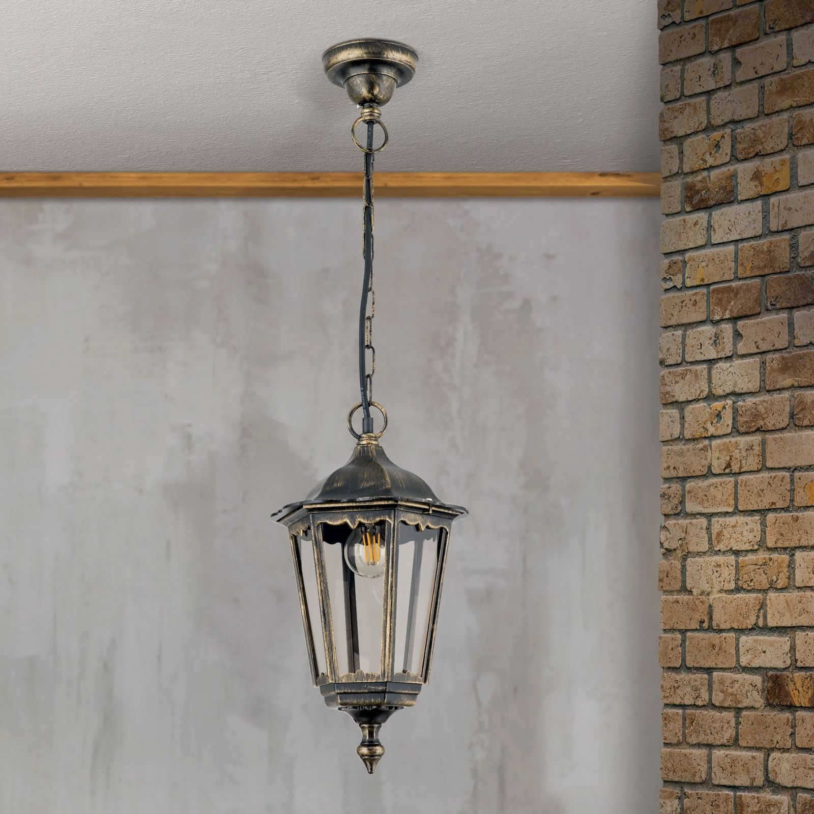 Spoljašnja viseća lampa PUCHBERG, crno-zlatna - 3