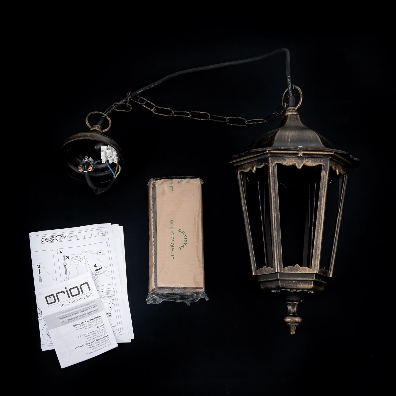 Spoljašnja viseća lampa PUCHBERG, crno-zlatna - 8