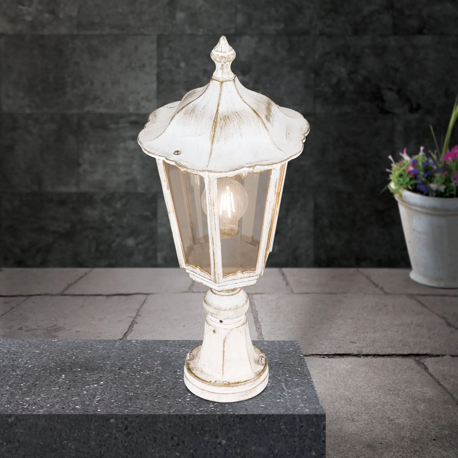 Spoljašnja stubna lampa PUCHBERG, belo-zlatna, H53 cm - 2