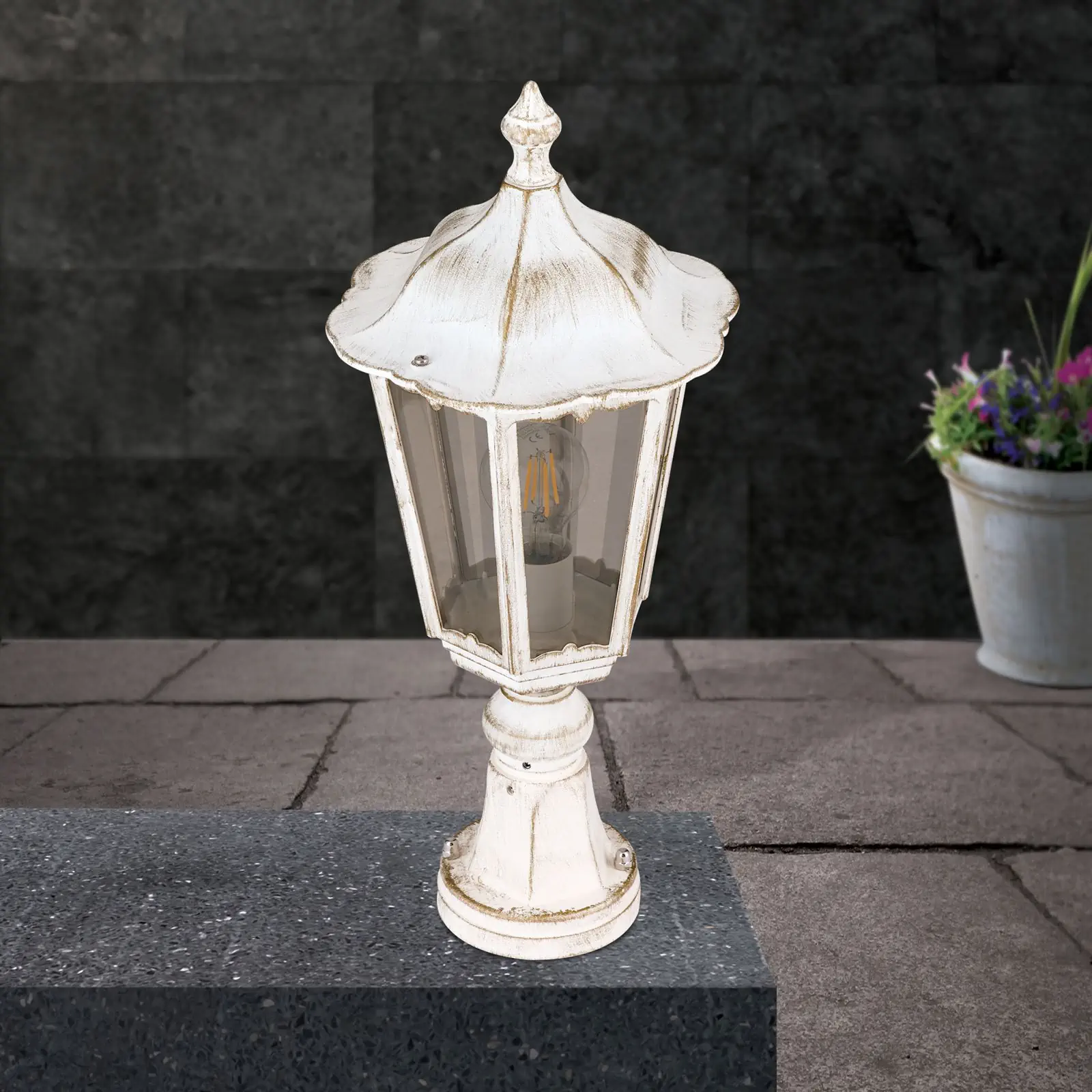 Spoljašnja stubna lampa PUCHBERG, belo-zlatna, H53 cm - 3