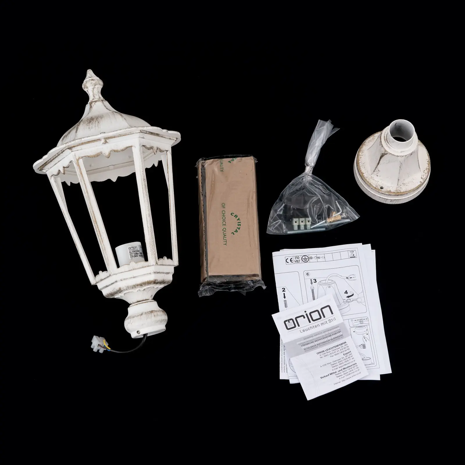 Spoljašnja stubna lampa PUCHBERG, belo-zlatna, H53 cm - 8