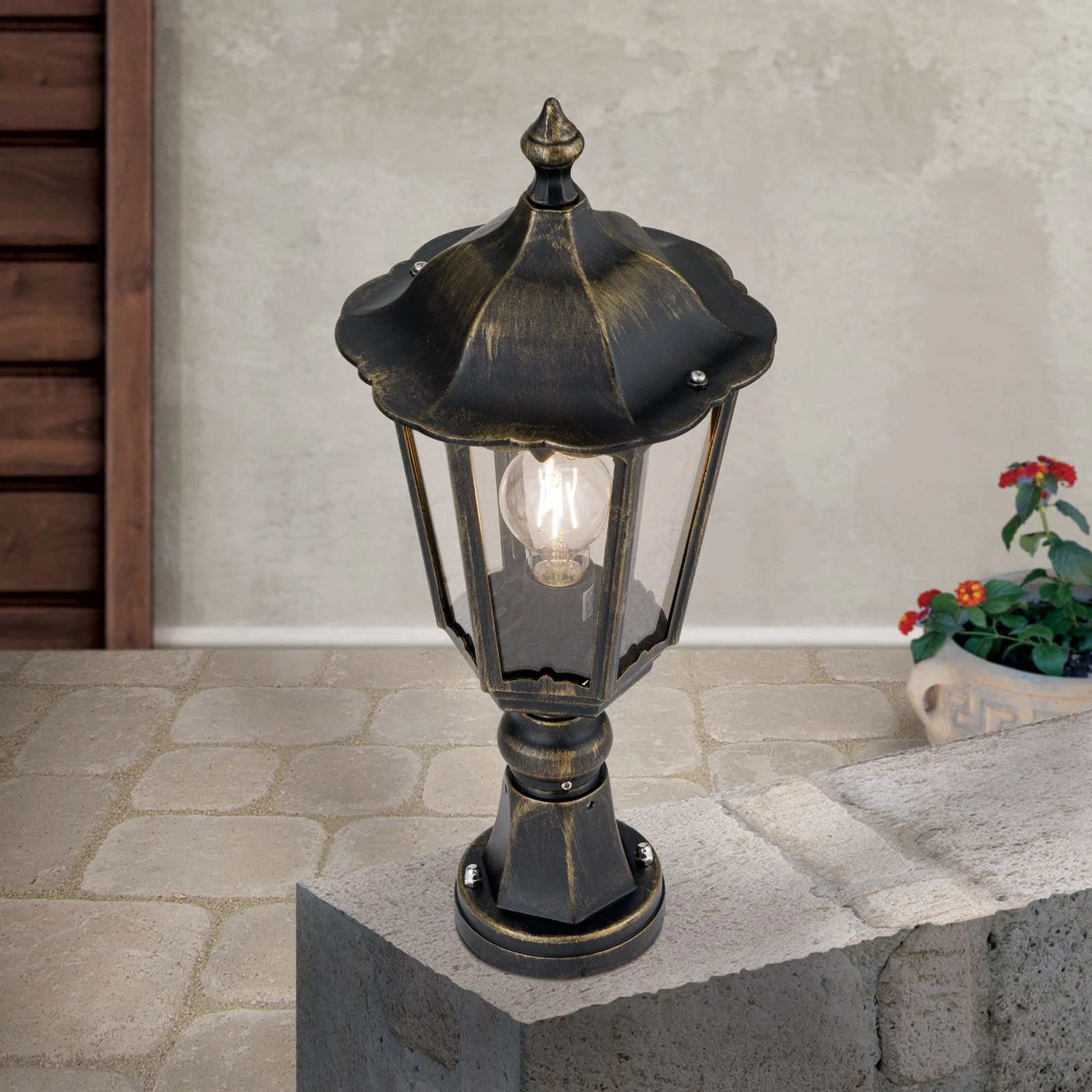 Spoljašnja stubna lampa PUCHBERG, crno-zlatna, visina 53 cm - 2