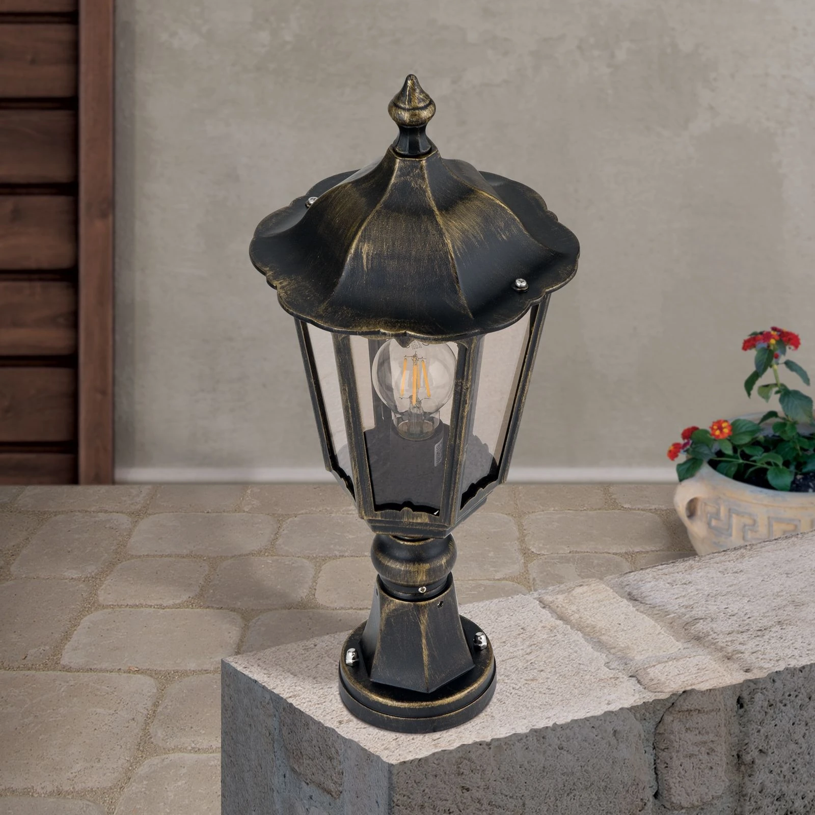 Spoljašnja stubna lampa PUCHBERG, crno-zlatna, visina 53 cm - 3