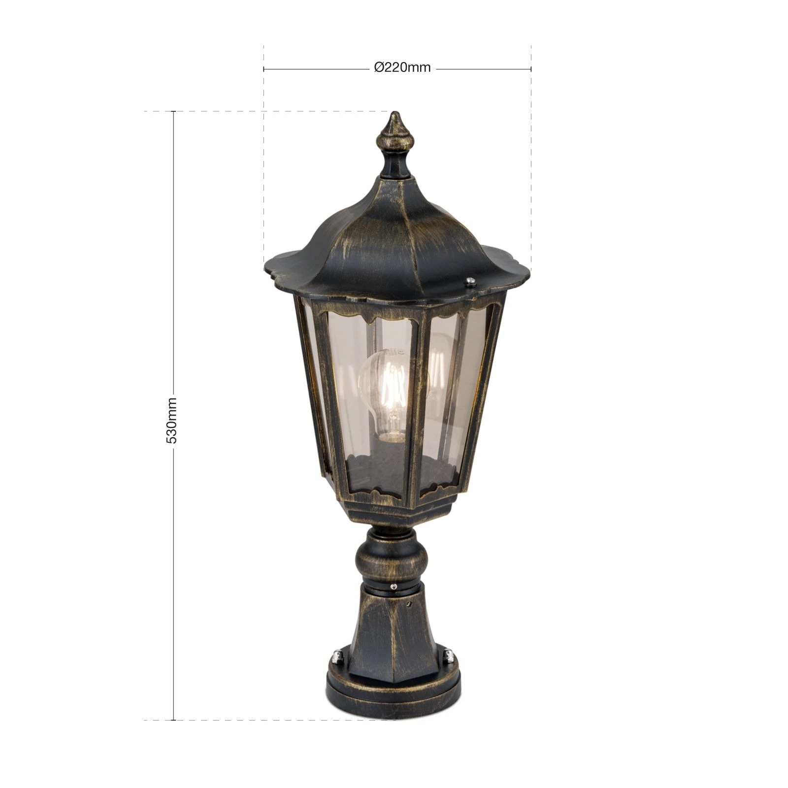 Spoljašnja stubna lampa PUCHBERG, crno-zlatna, visina 53 cm - 7